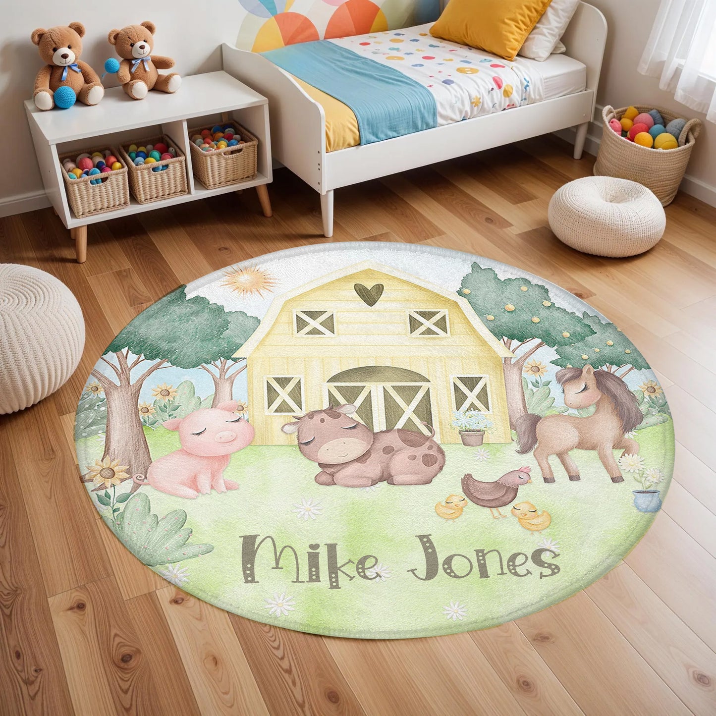 Farm Animals Round Rug