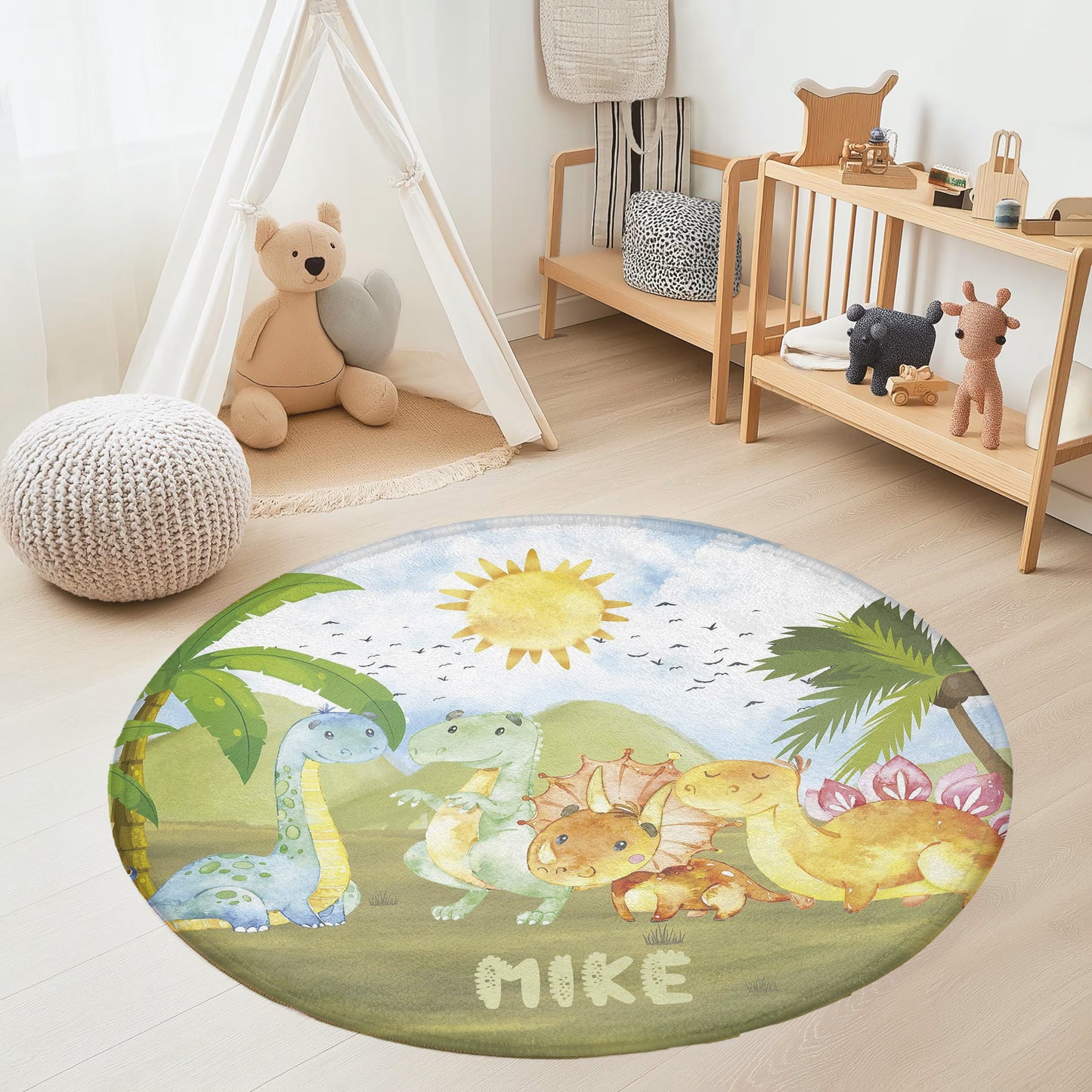 Dinosaur Family Round Rug