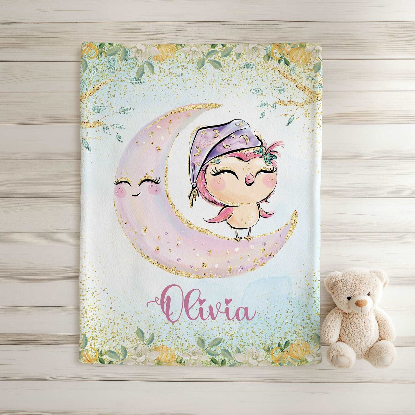 Moon Owl Nursery Blanket