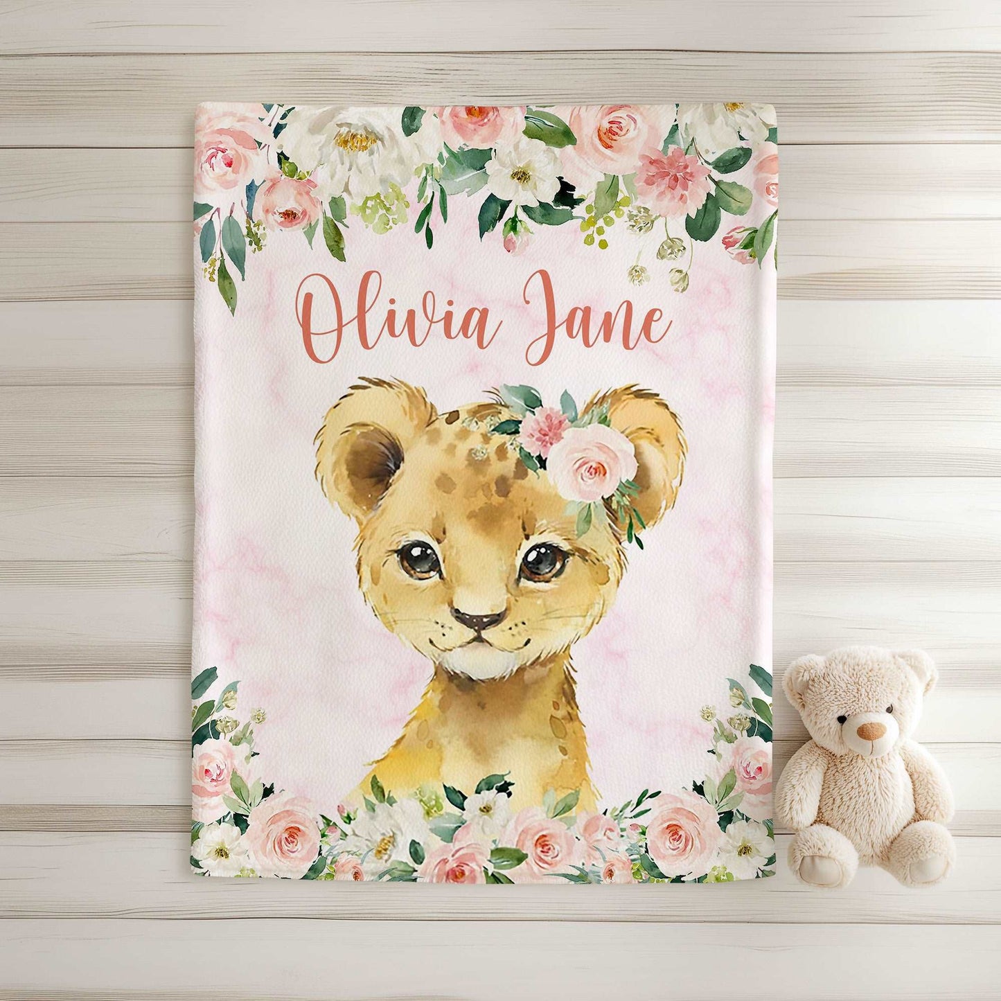 Lion Rose Floral Blanket
