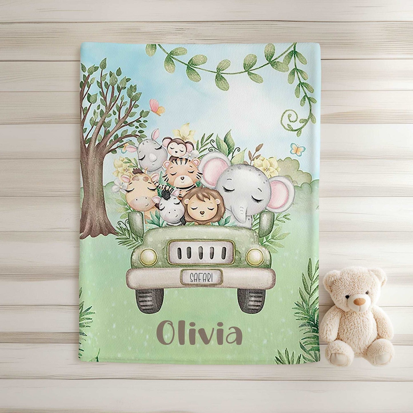 Safari Animals In Car Blanket