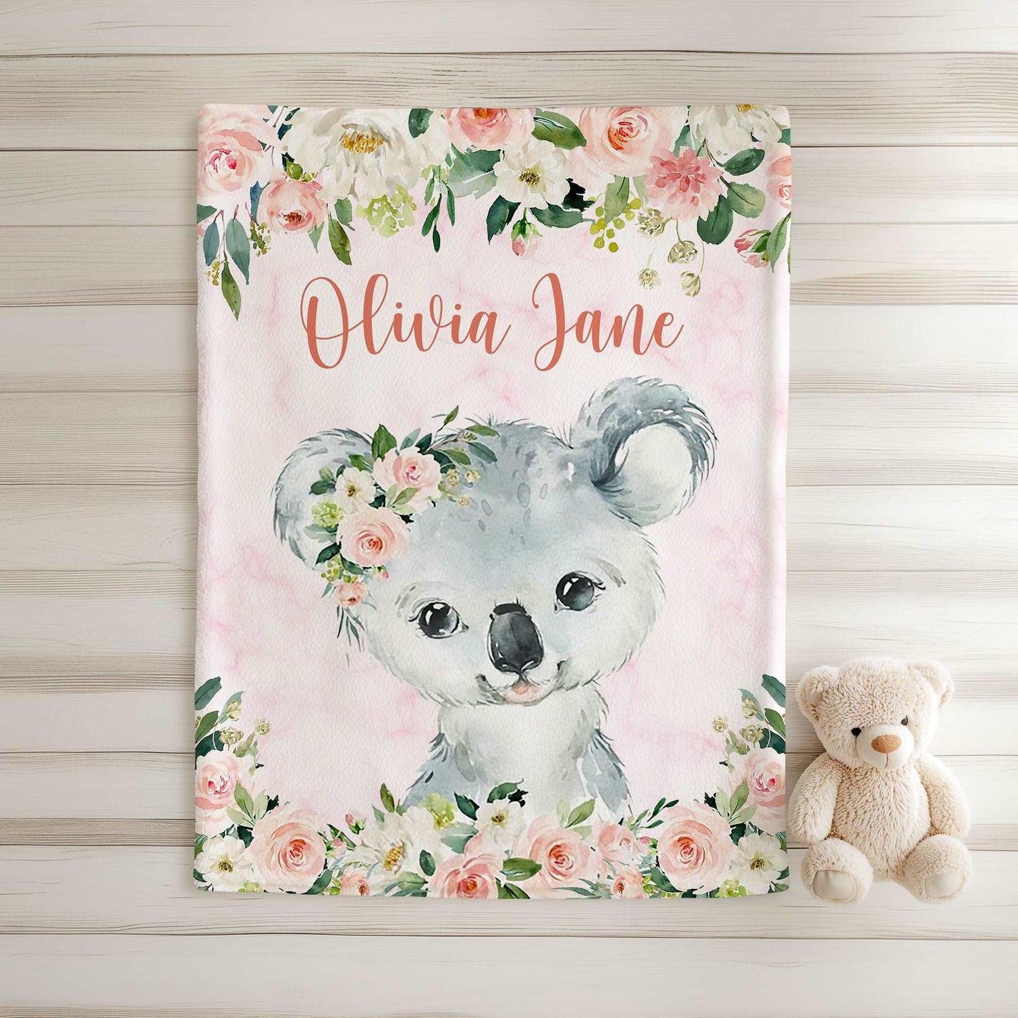 Koala Rose Floral Blanket