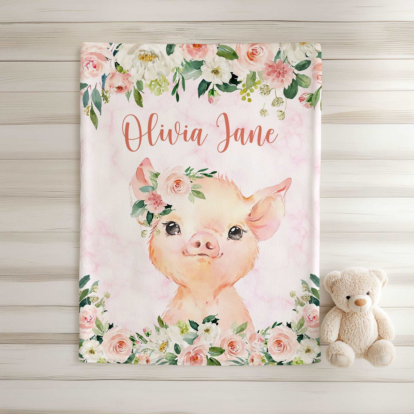 Pig Rose Floral Blanket