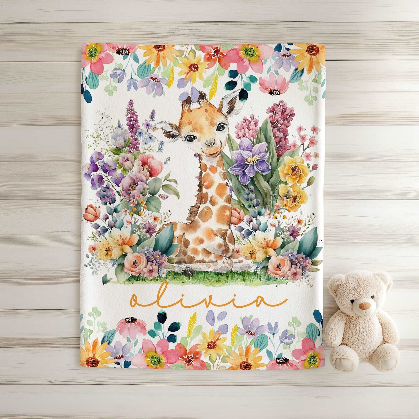 Floral Giraffe Blanket