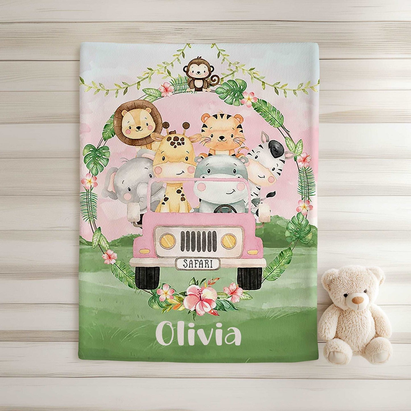 Safari Animals In Car Blanket