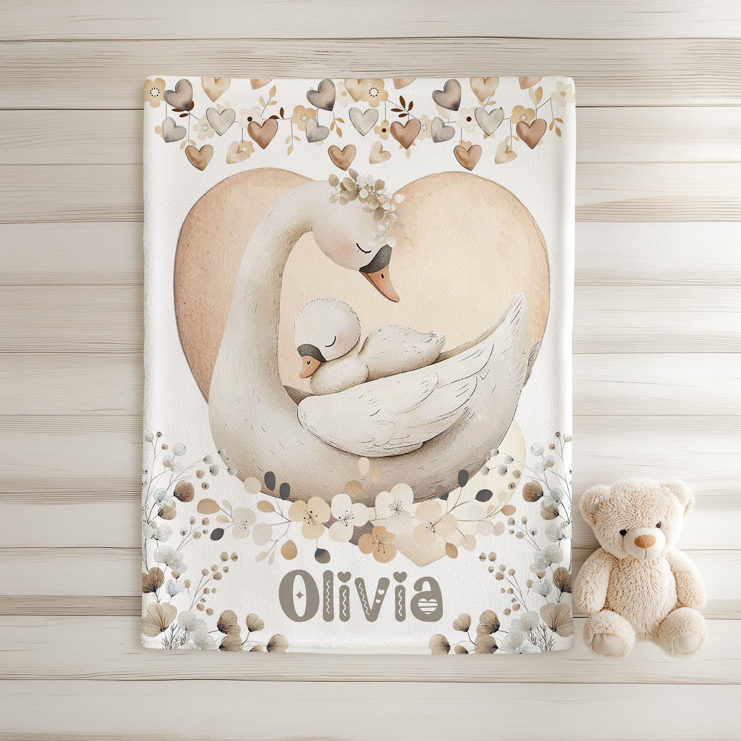 Mom And Baby Swan Blanket