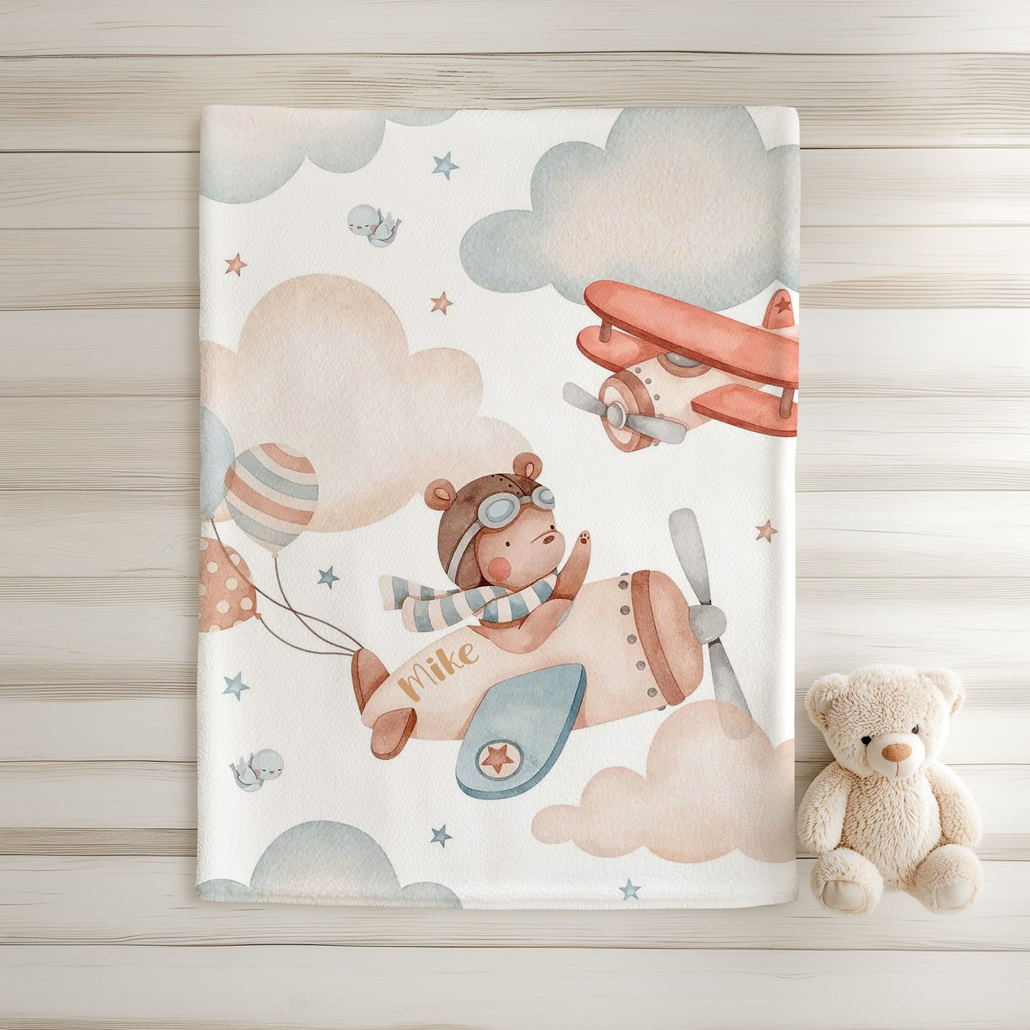 Bear On Plane Blanket