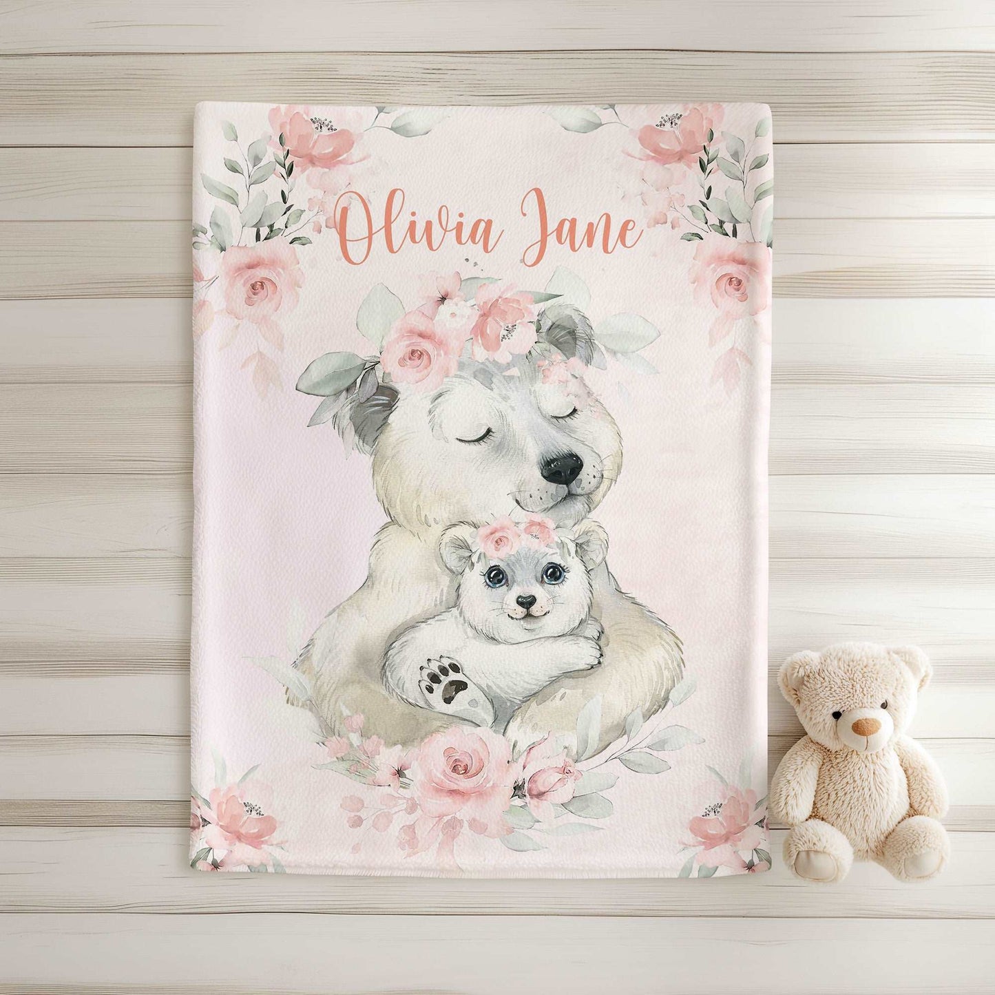 Mum And Baby Polar Bear Blanket