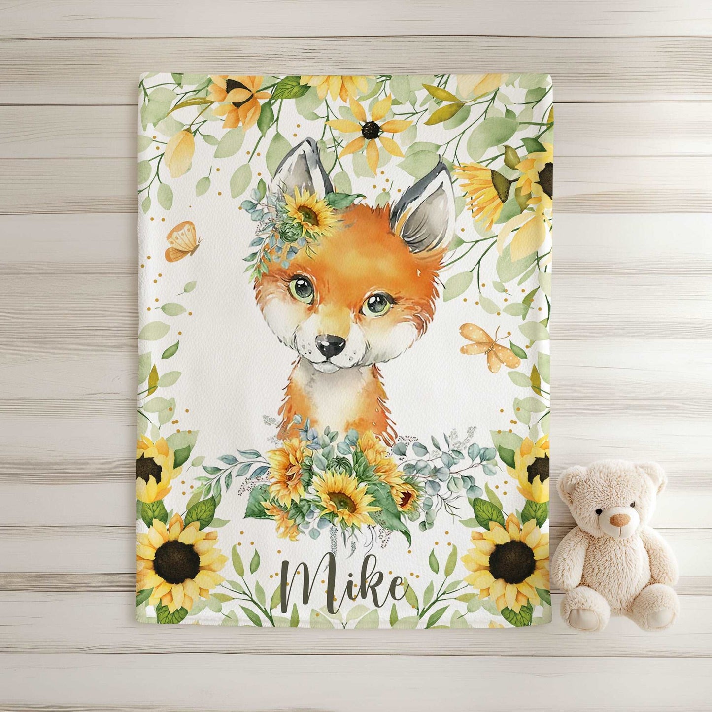 Fox Sunflower Blanket