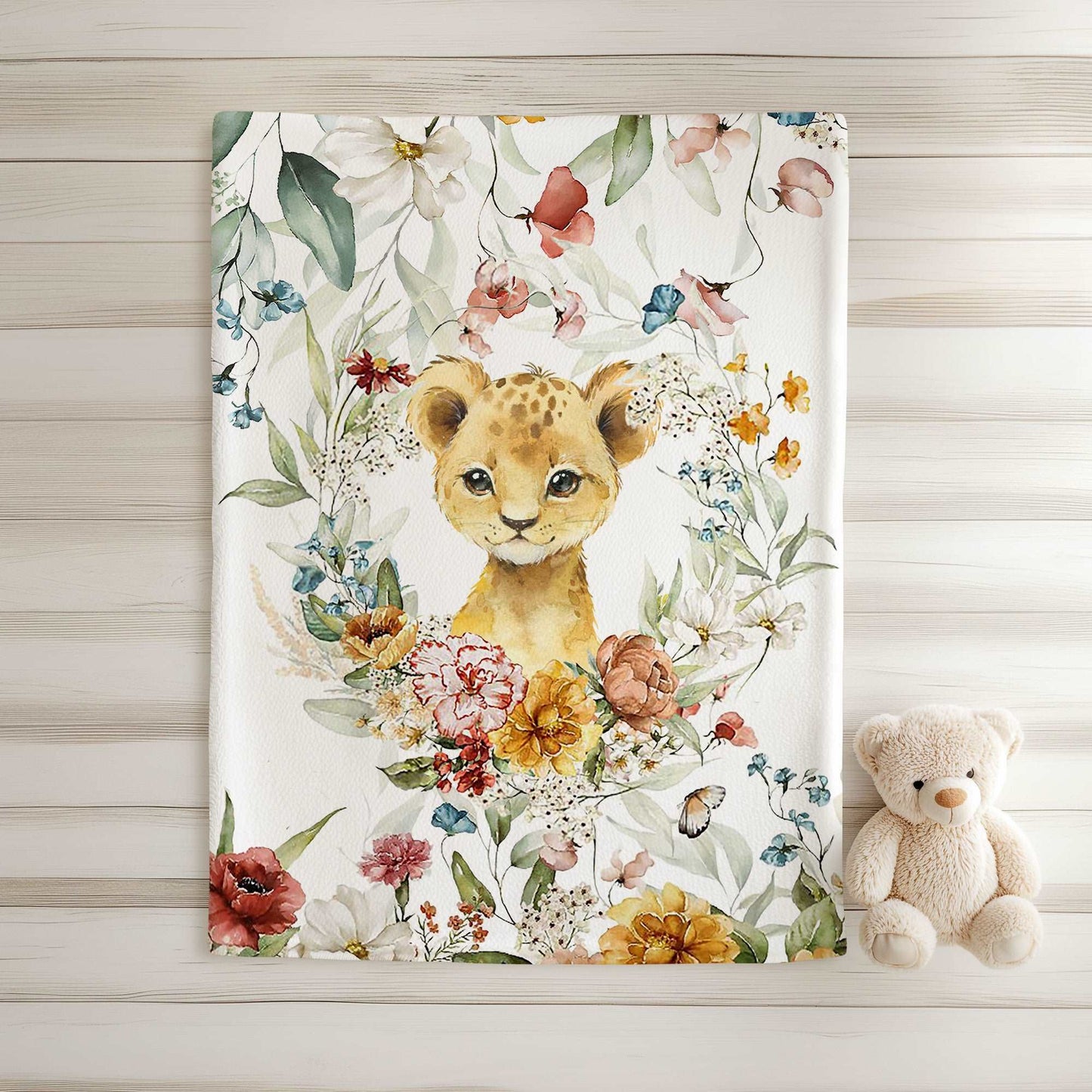 Floral Lion Blanket