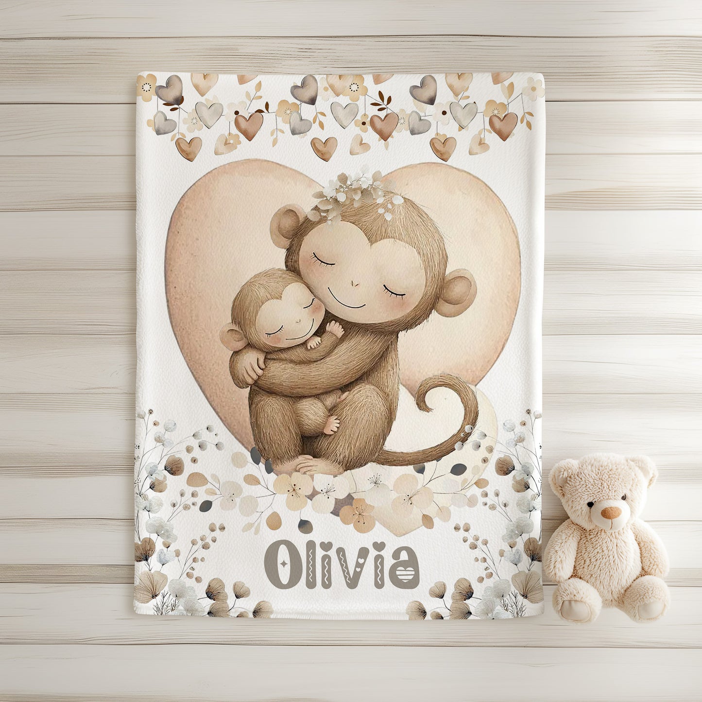 Mom And Baby Monkey Blanket