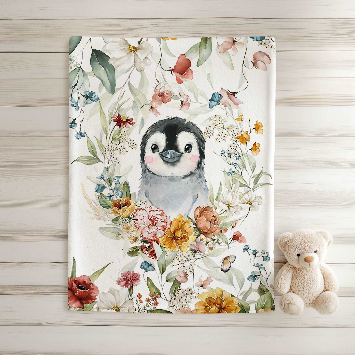 Floral Penguin Blanket