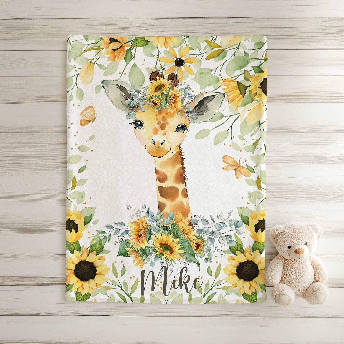 Giraffe Sunflower Blanket