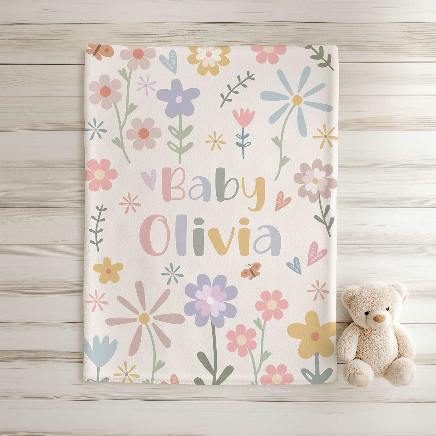 Floral Baby Name Blanket