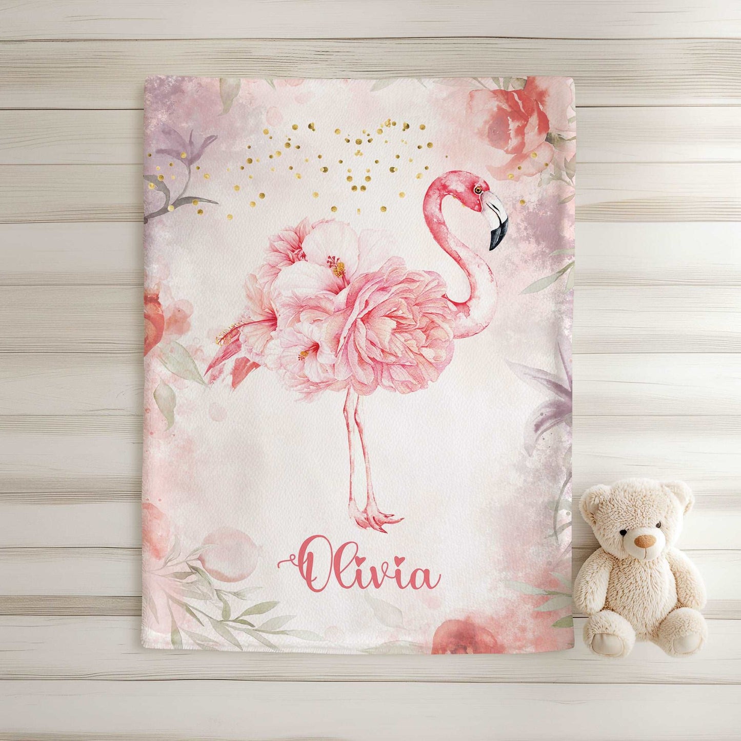 Flamingo Floral Blanket