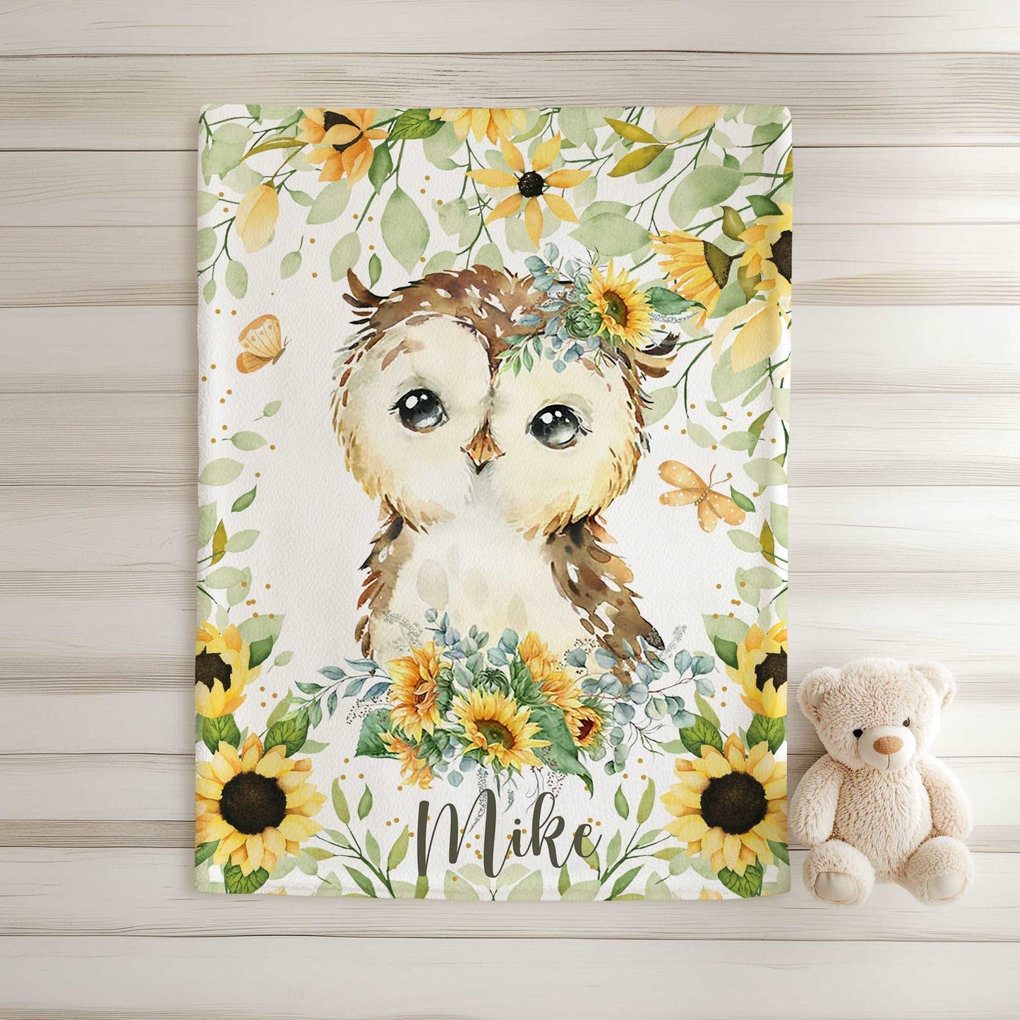 Owl Sunflower Blanket