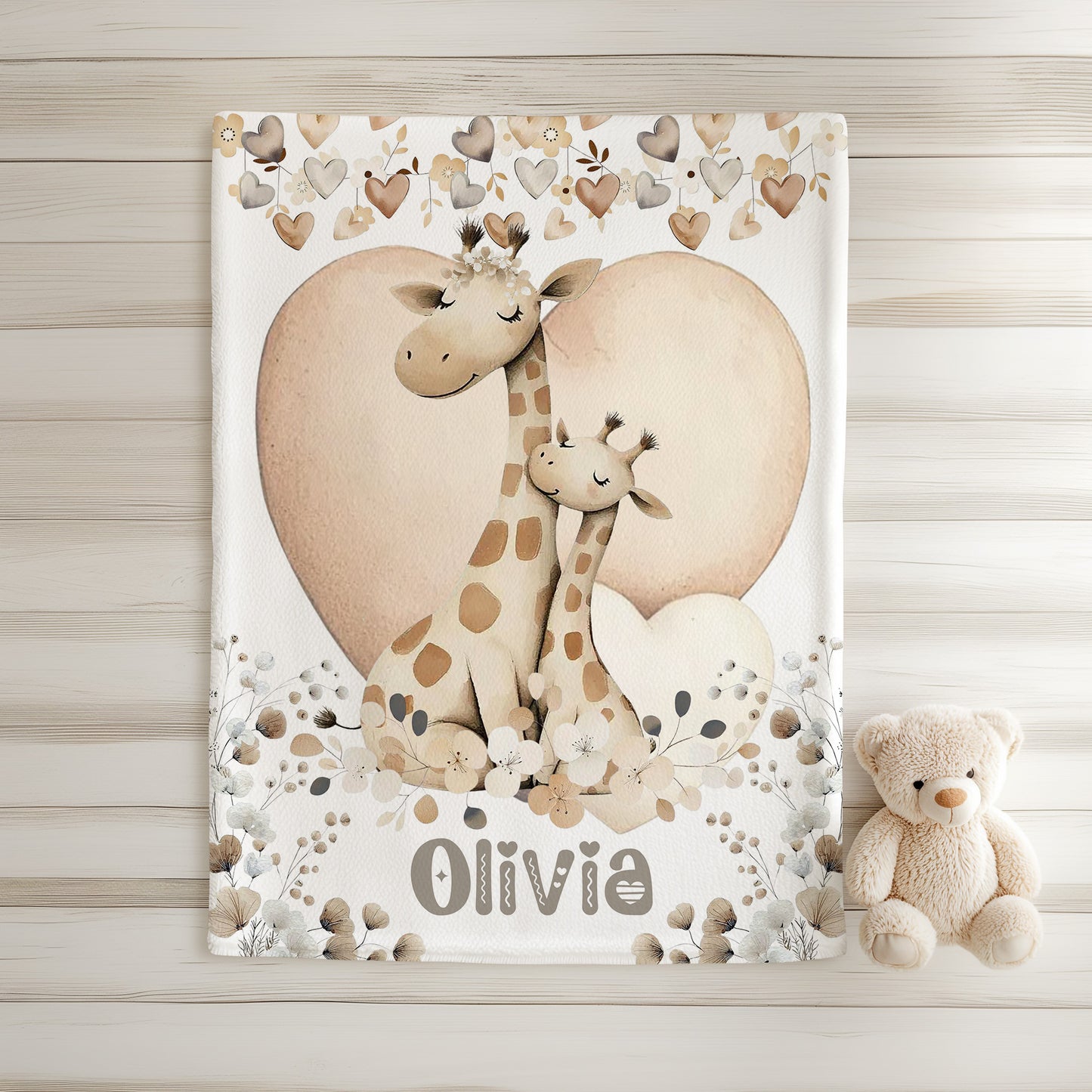 Mom And Baby Giraffe Blanket