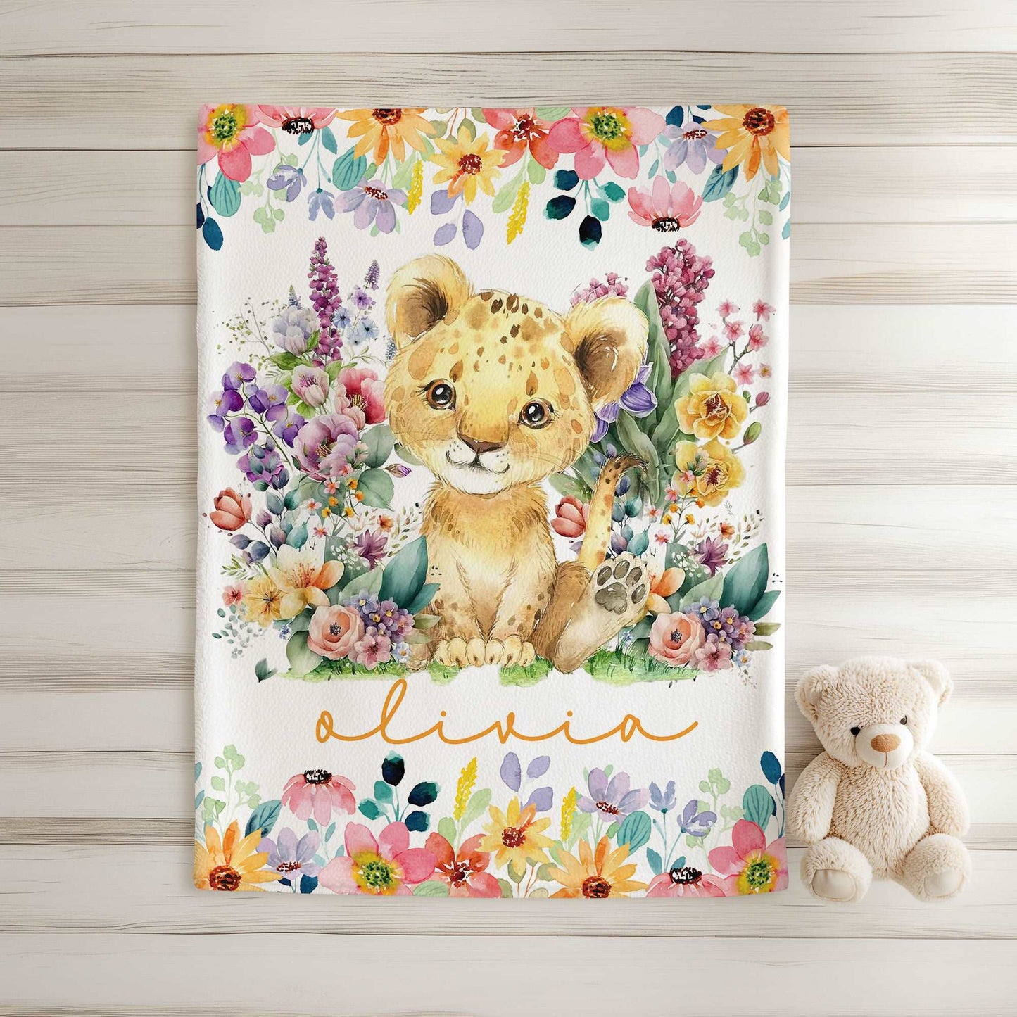 Floral Lion Blanket