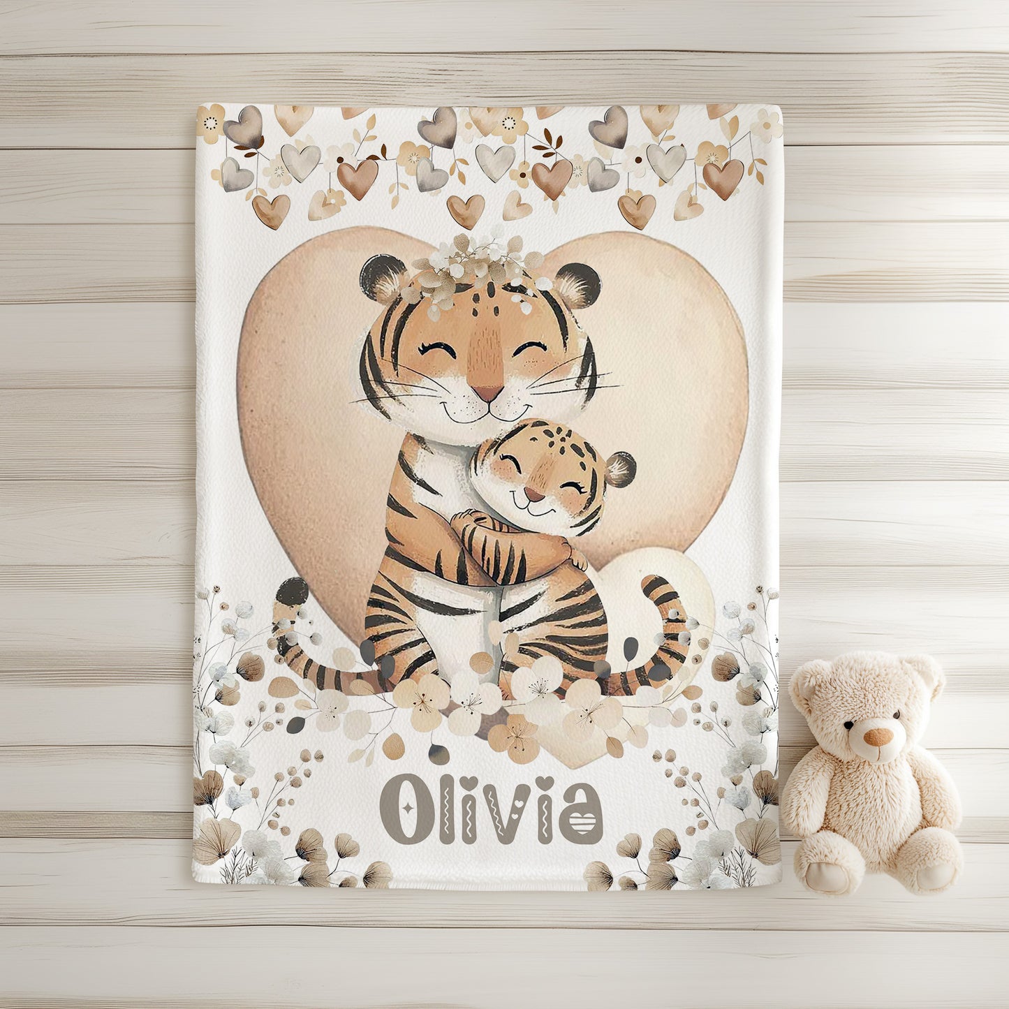 Mom And Baby Tiger Blanket