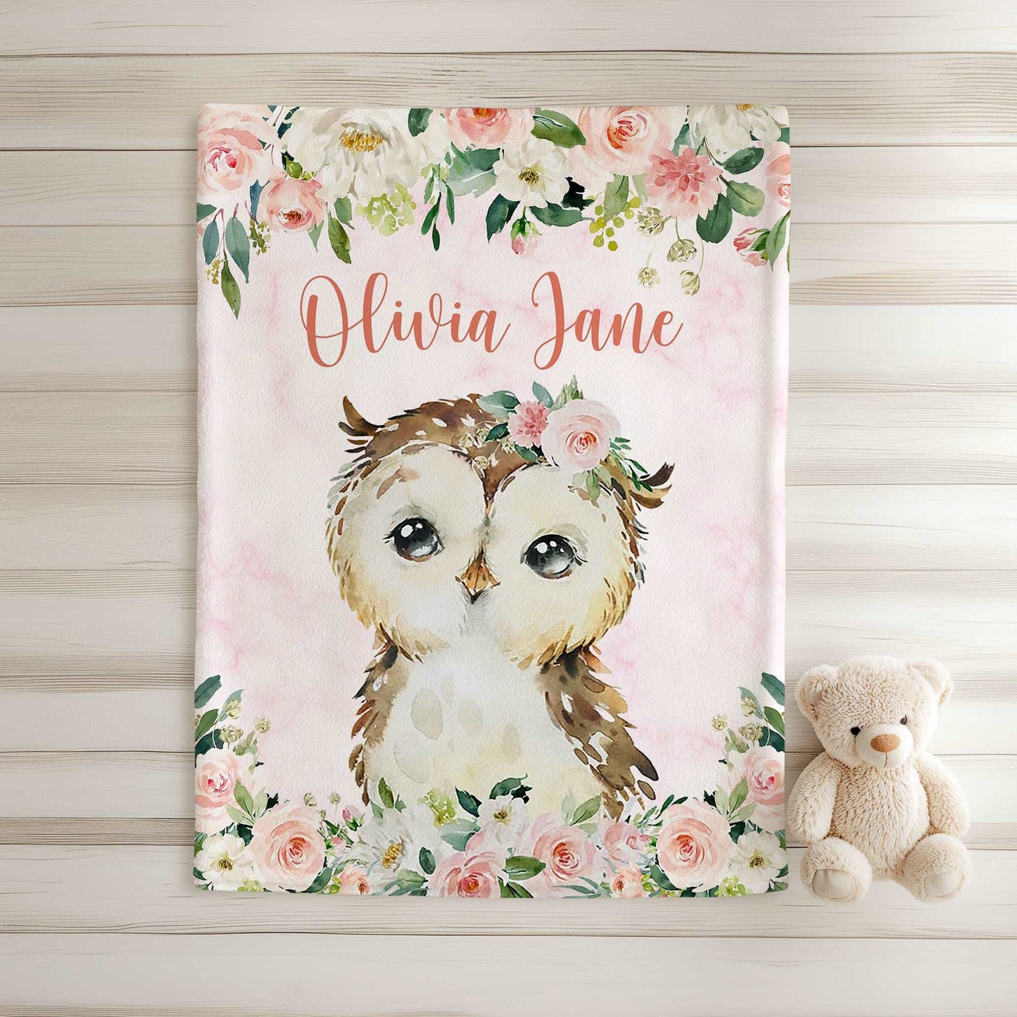 Owl Rose Floral Blanket