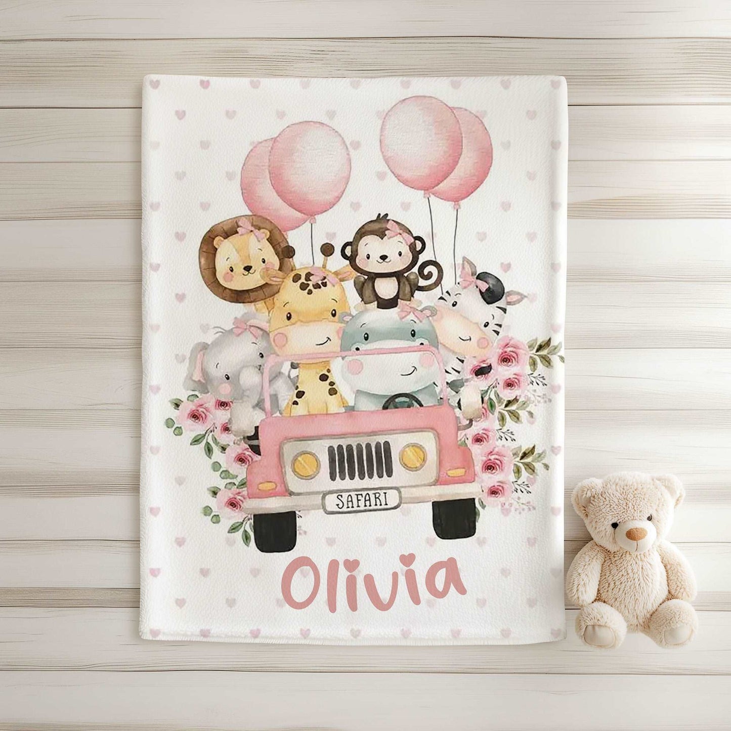 Safari Animals In Car Blanket