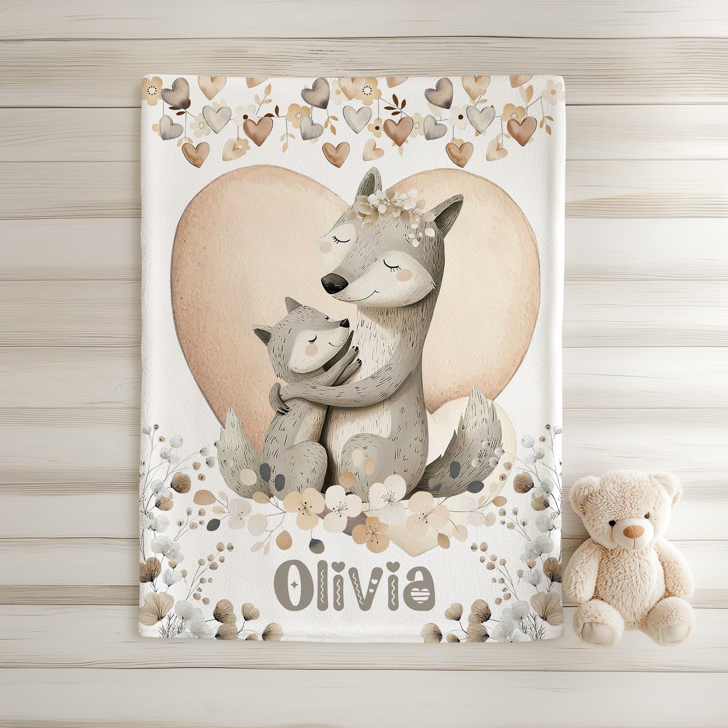 Mom And Baby Wolf Blanket