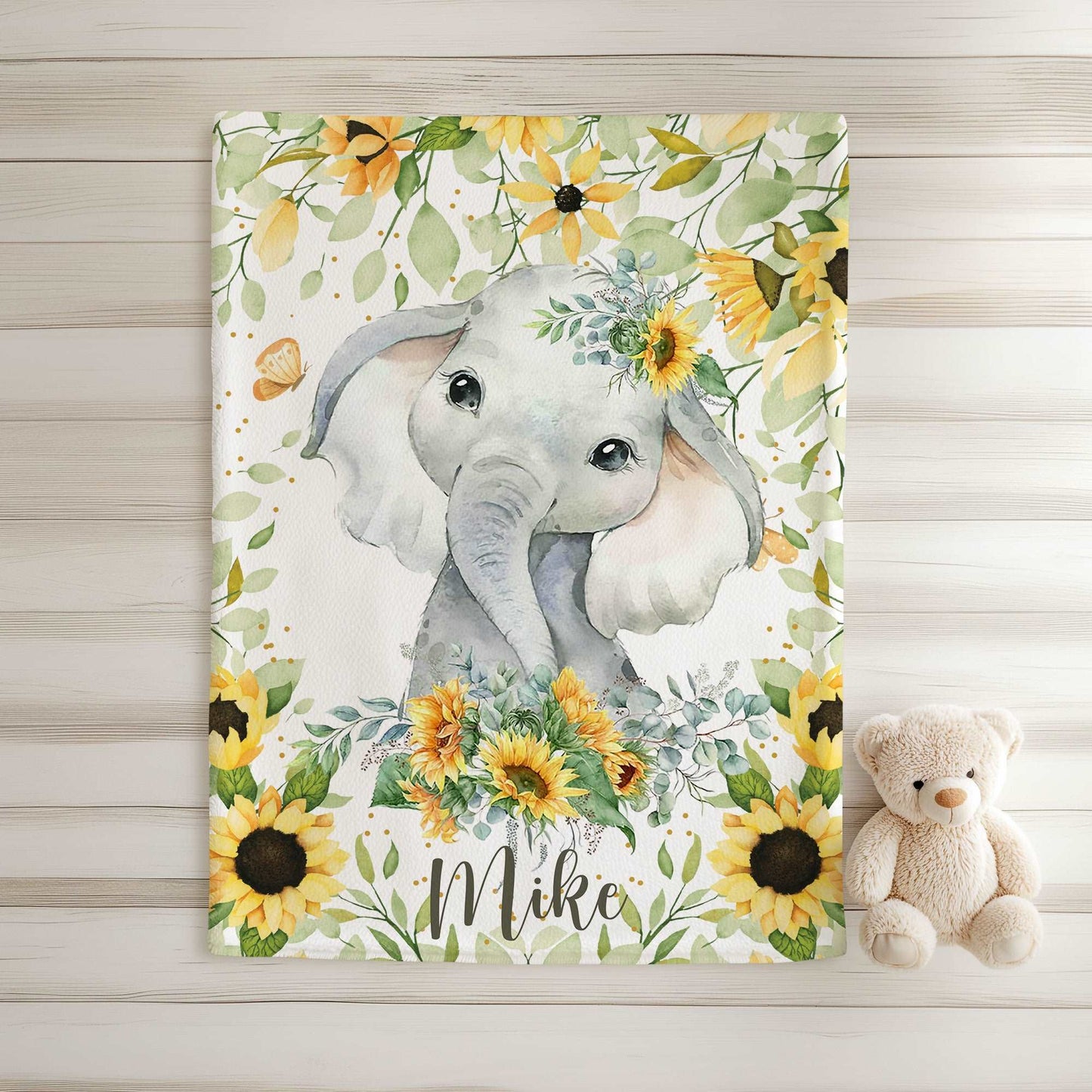 Elephant Sunflower Blanket