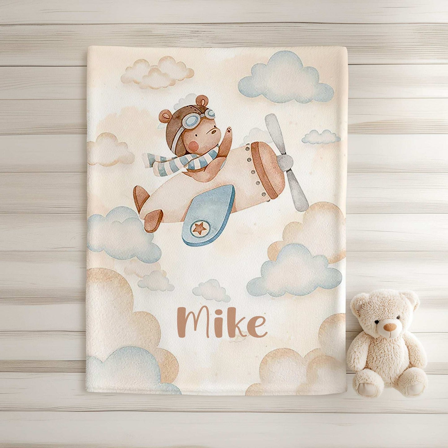 Bear On Plane Blanket