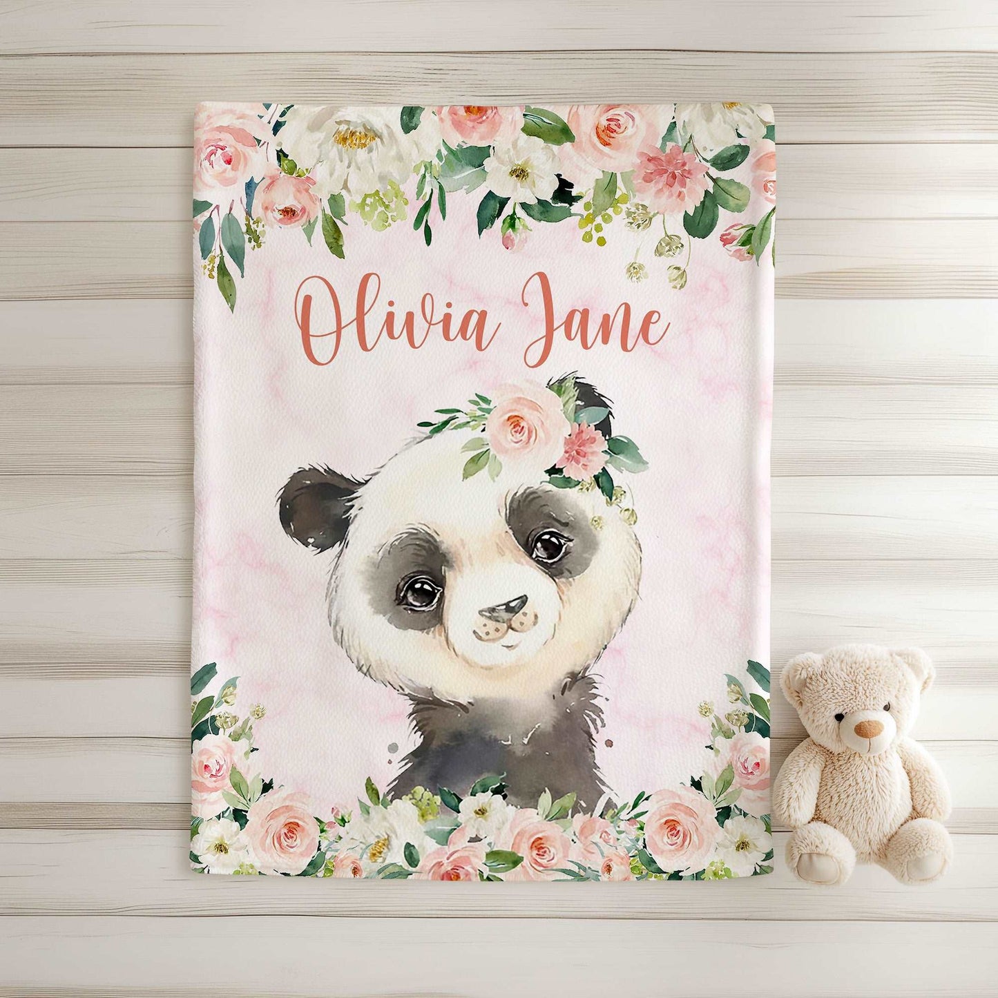 Panda Rose Floral Blanket