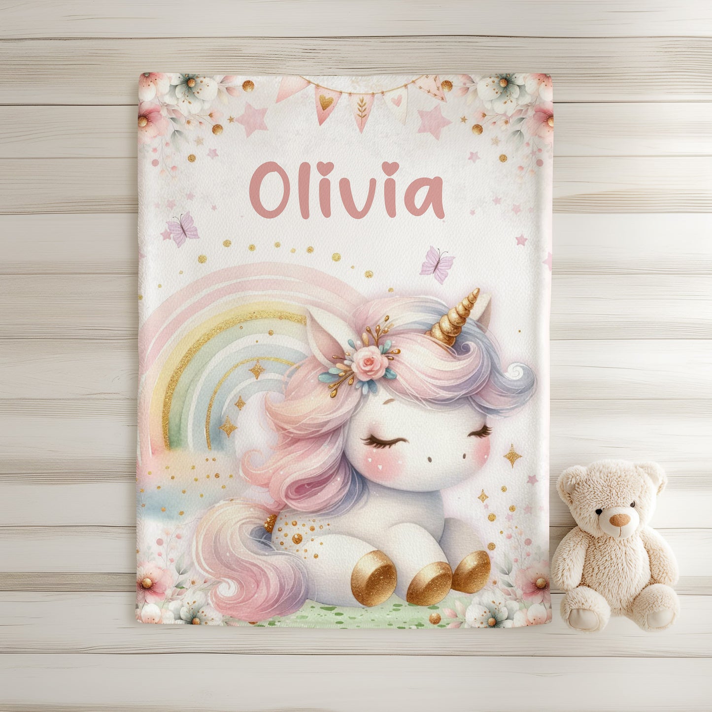 Floral Unicorn Blanket