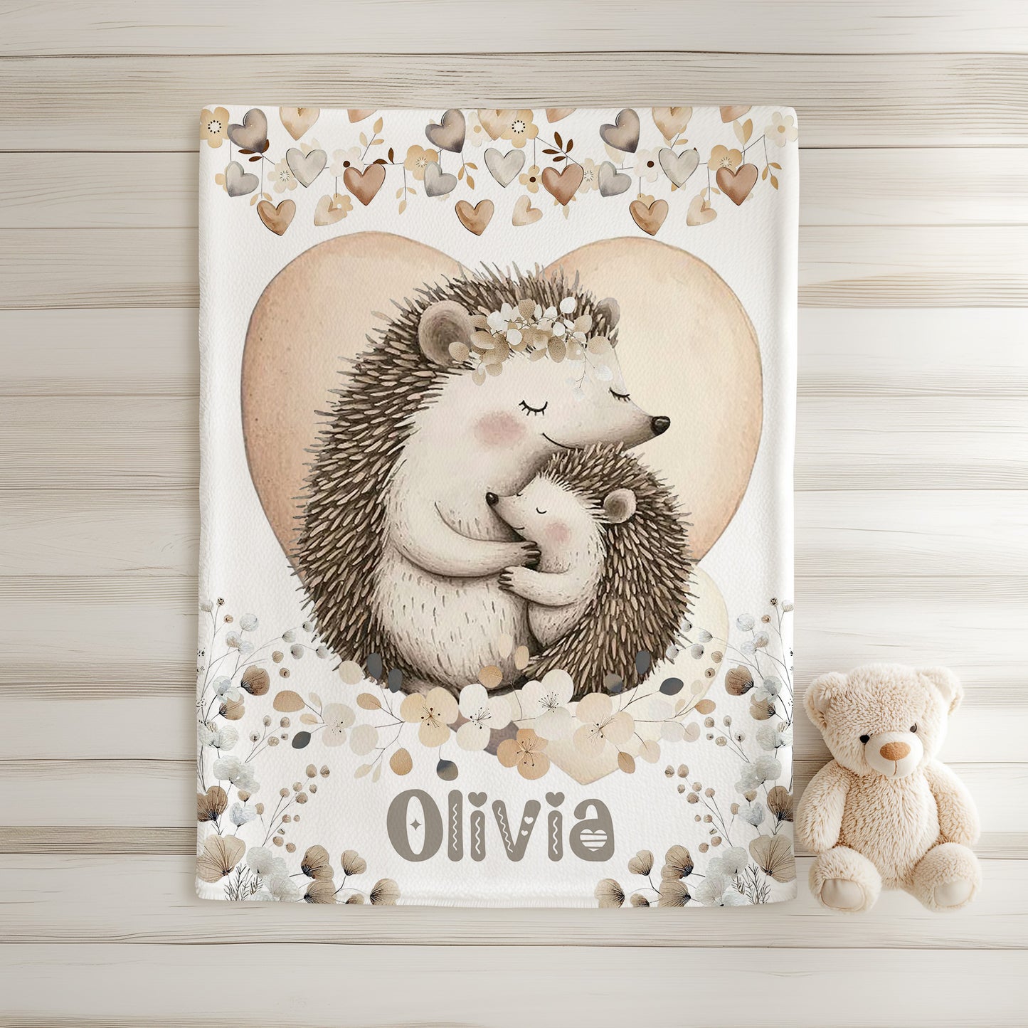 Mom And Baby Hedgehog Blanket