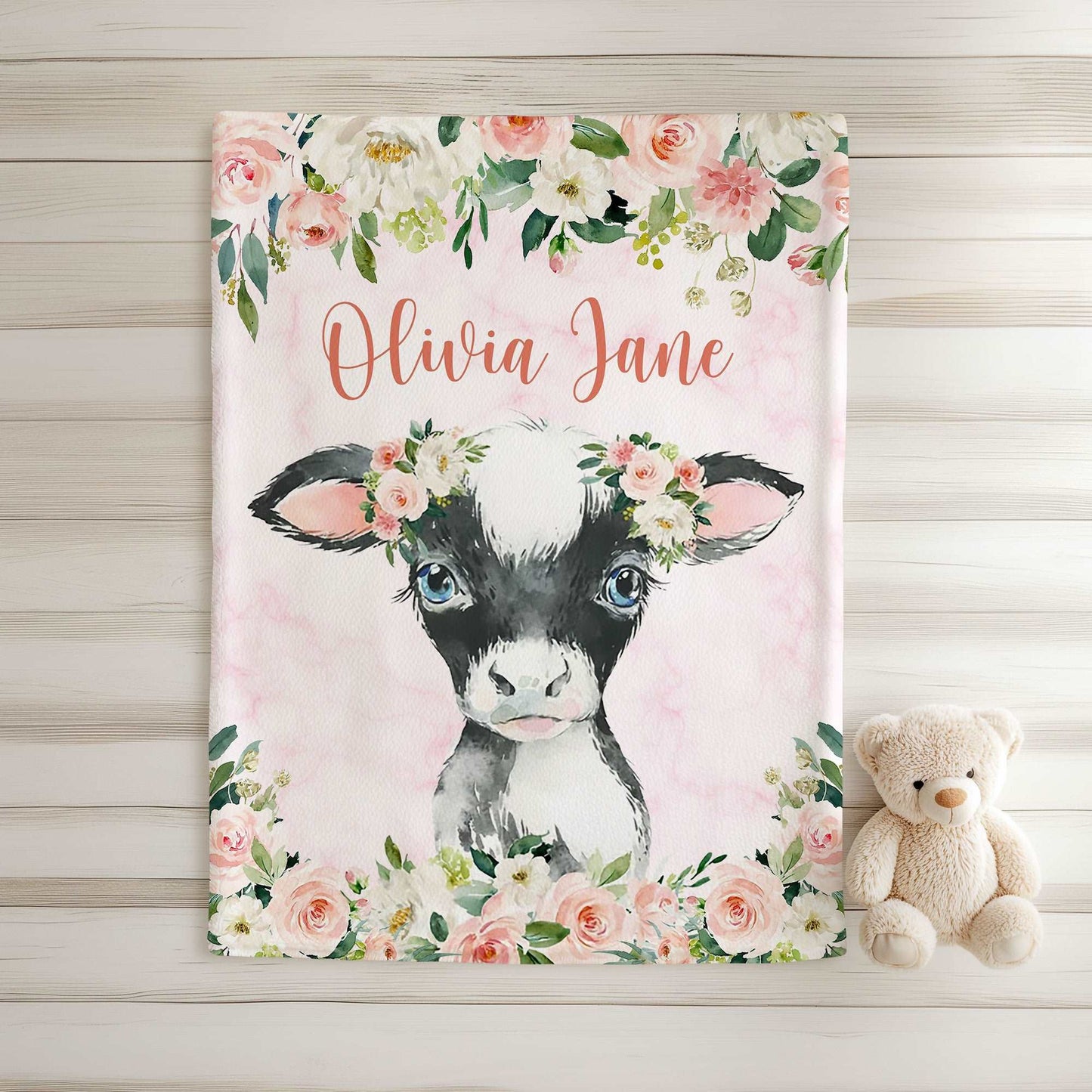 Cow Rose Floral Blanket