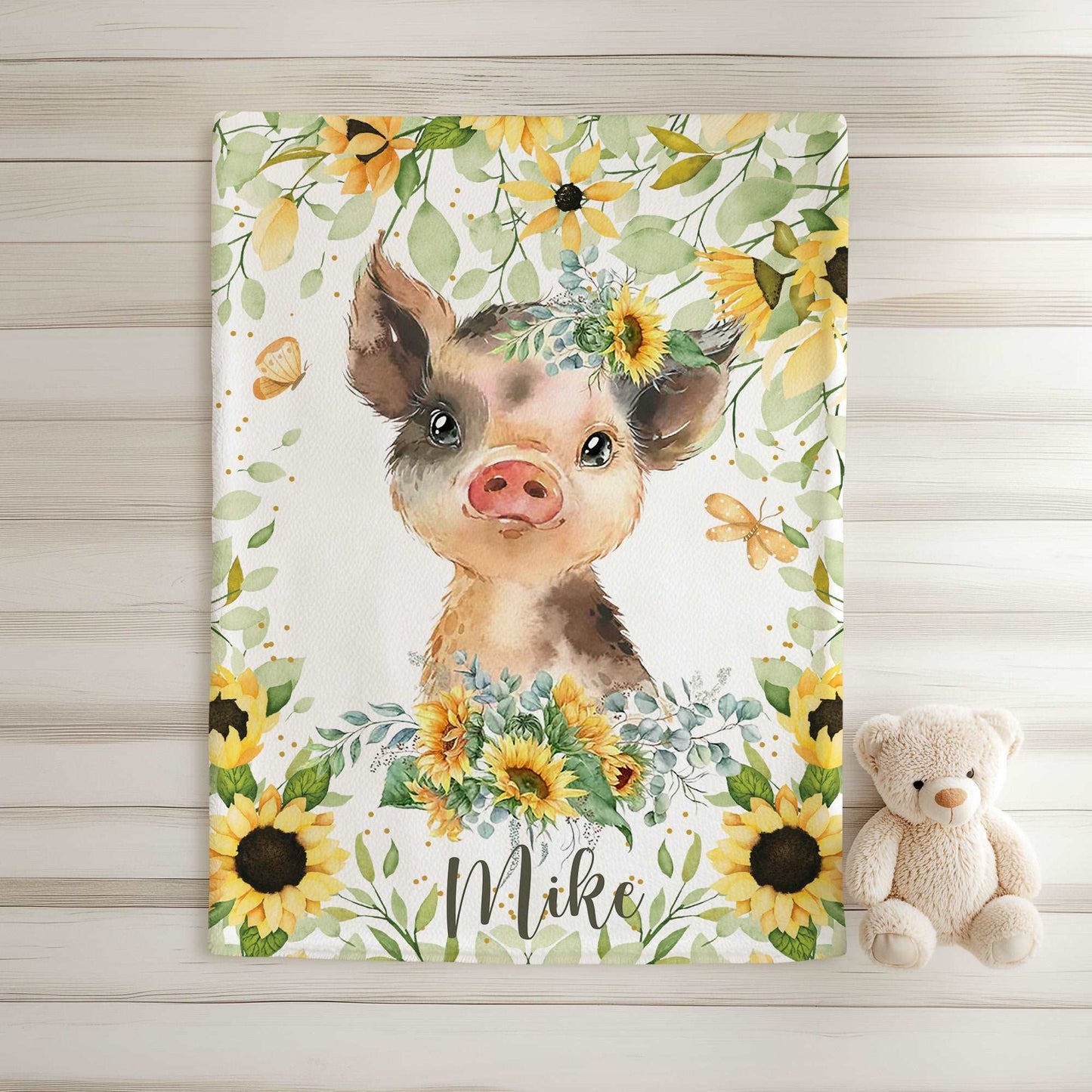 Pig Sunflower Blanket