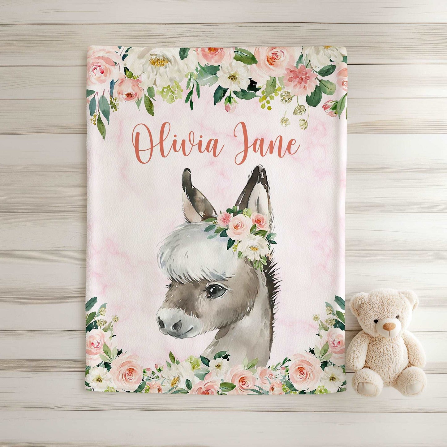 Horse Rose Floral Blanket