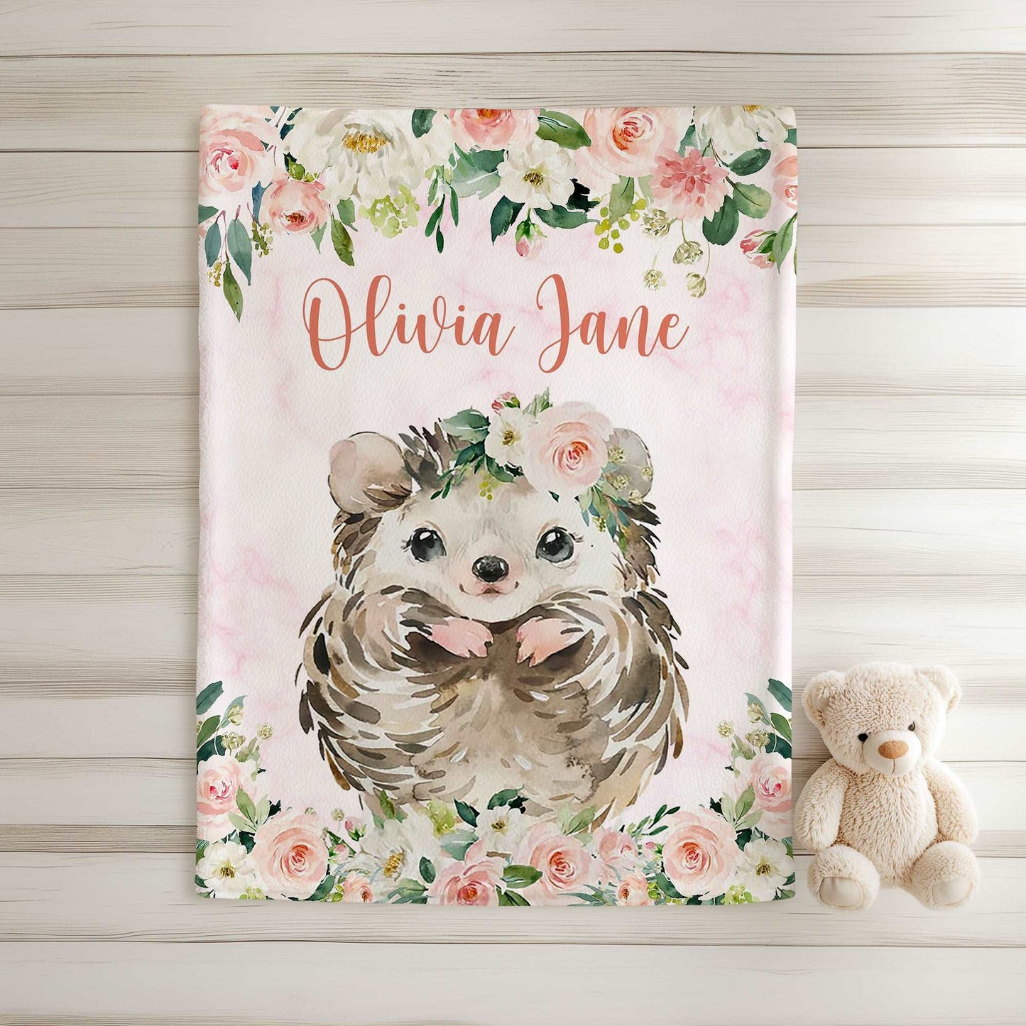 Hedgehog Rose Floral Blanket