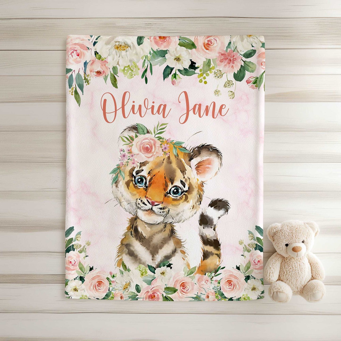 Tiger Rose Floral Blanket