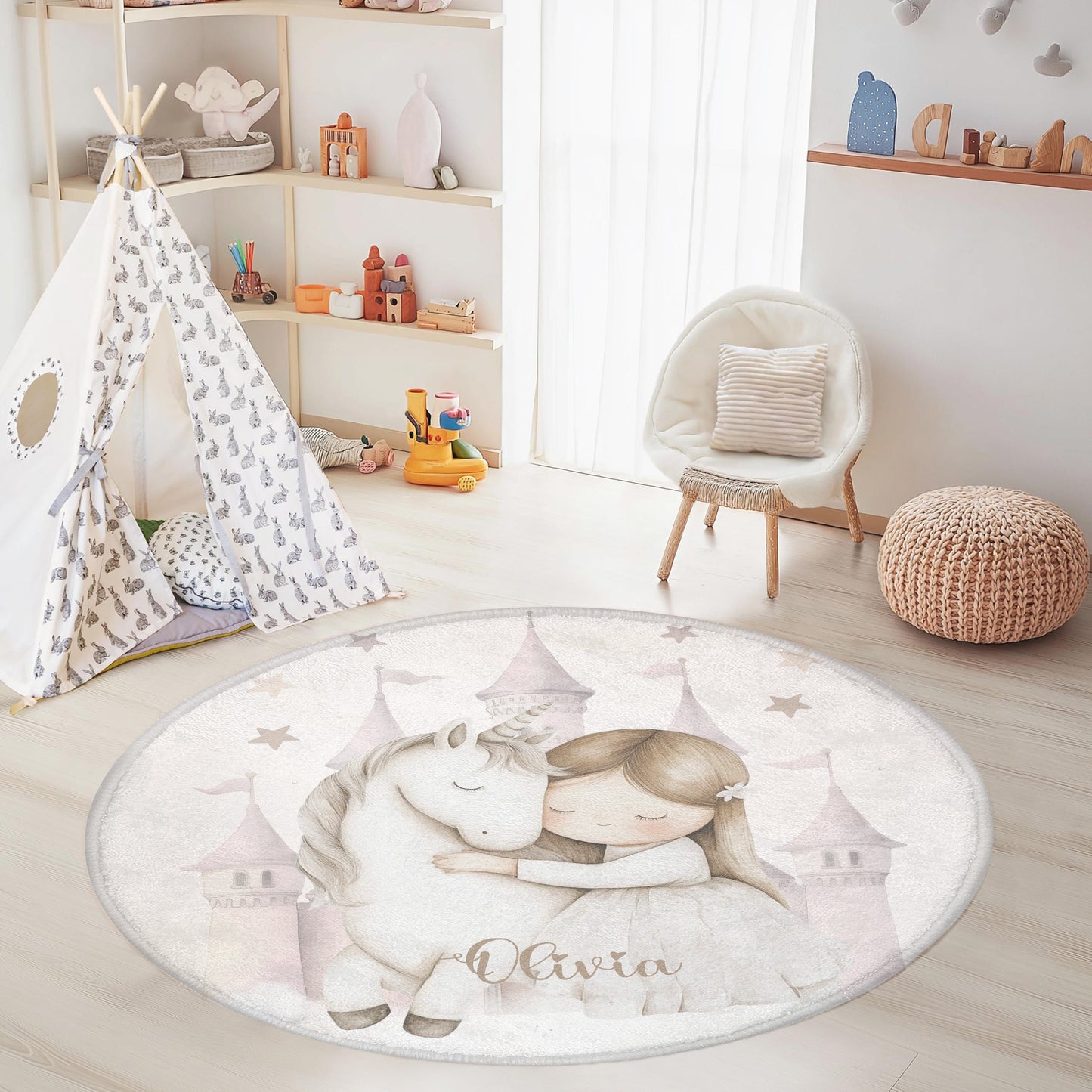 Princess Unicorn Round Rug