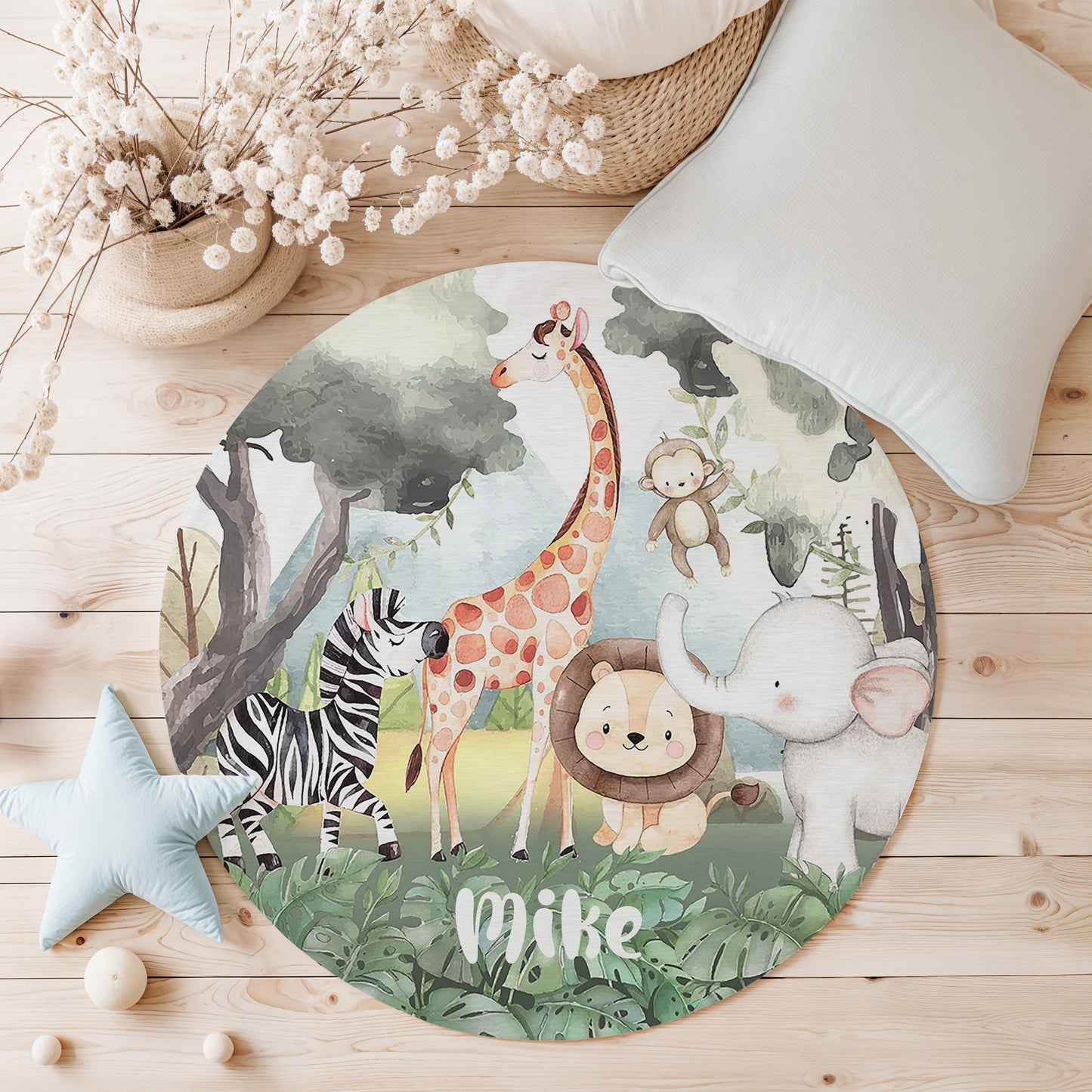 Safari Animals Round Rug