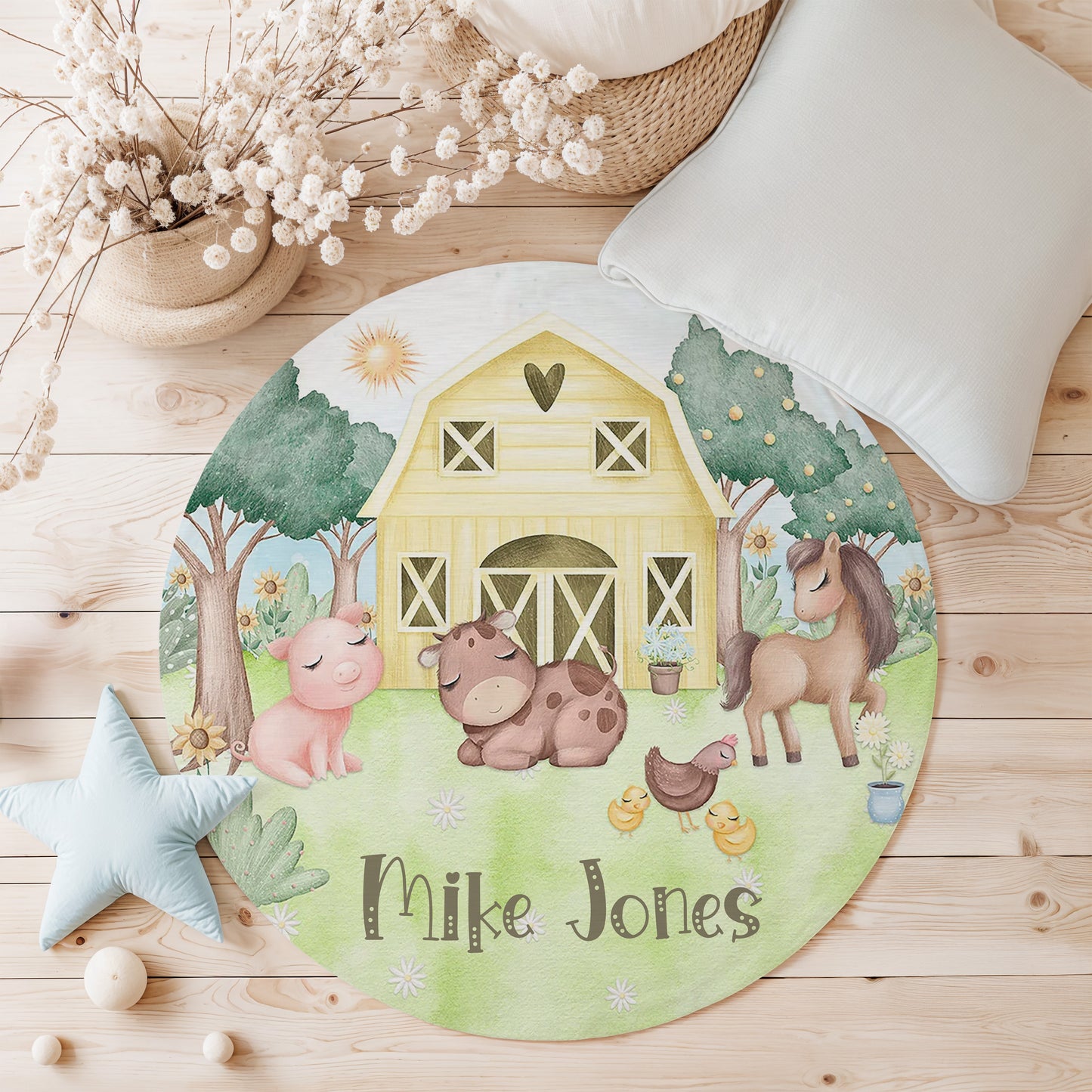 Farm Animals Round Rug