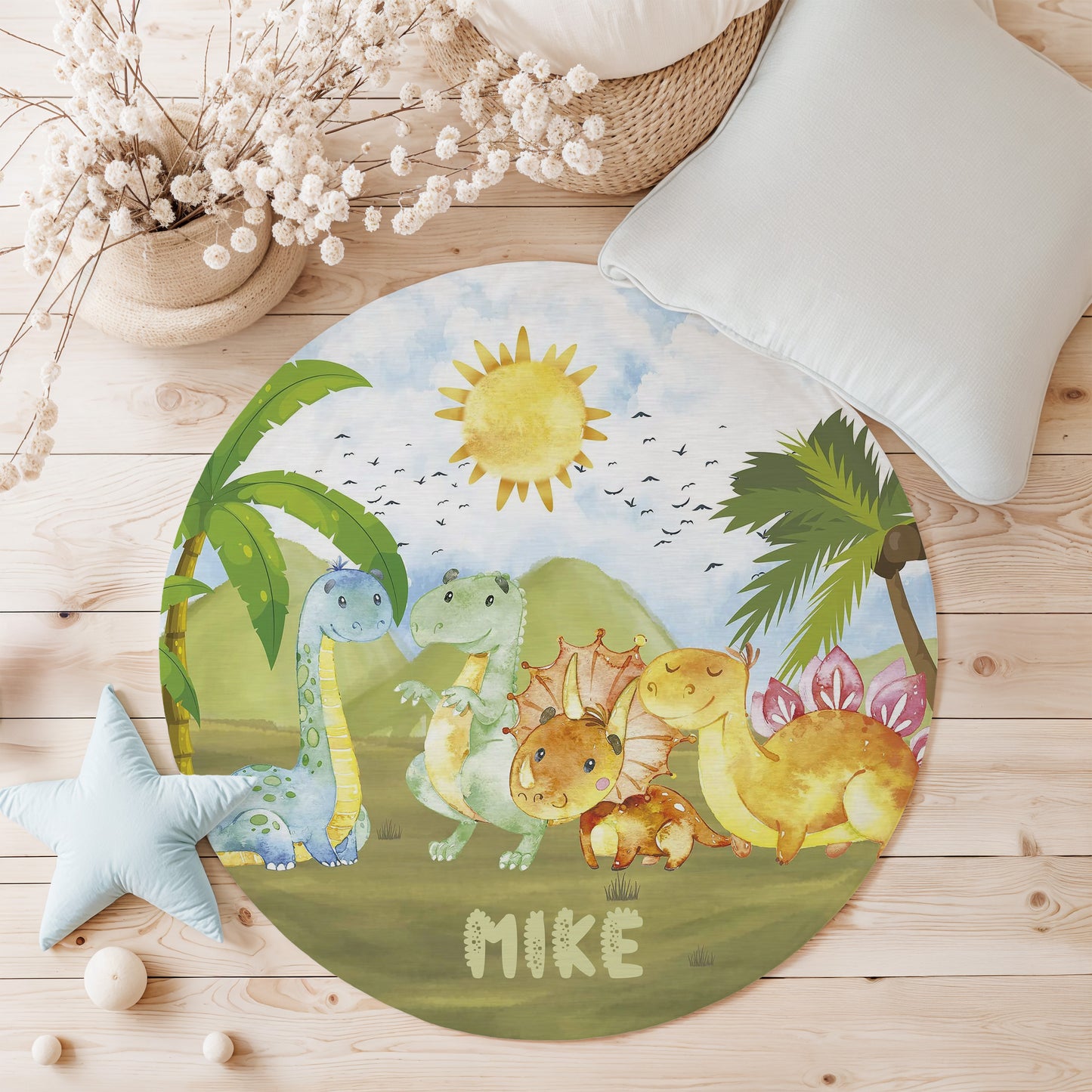 Dinosaur Family Round Rug