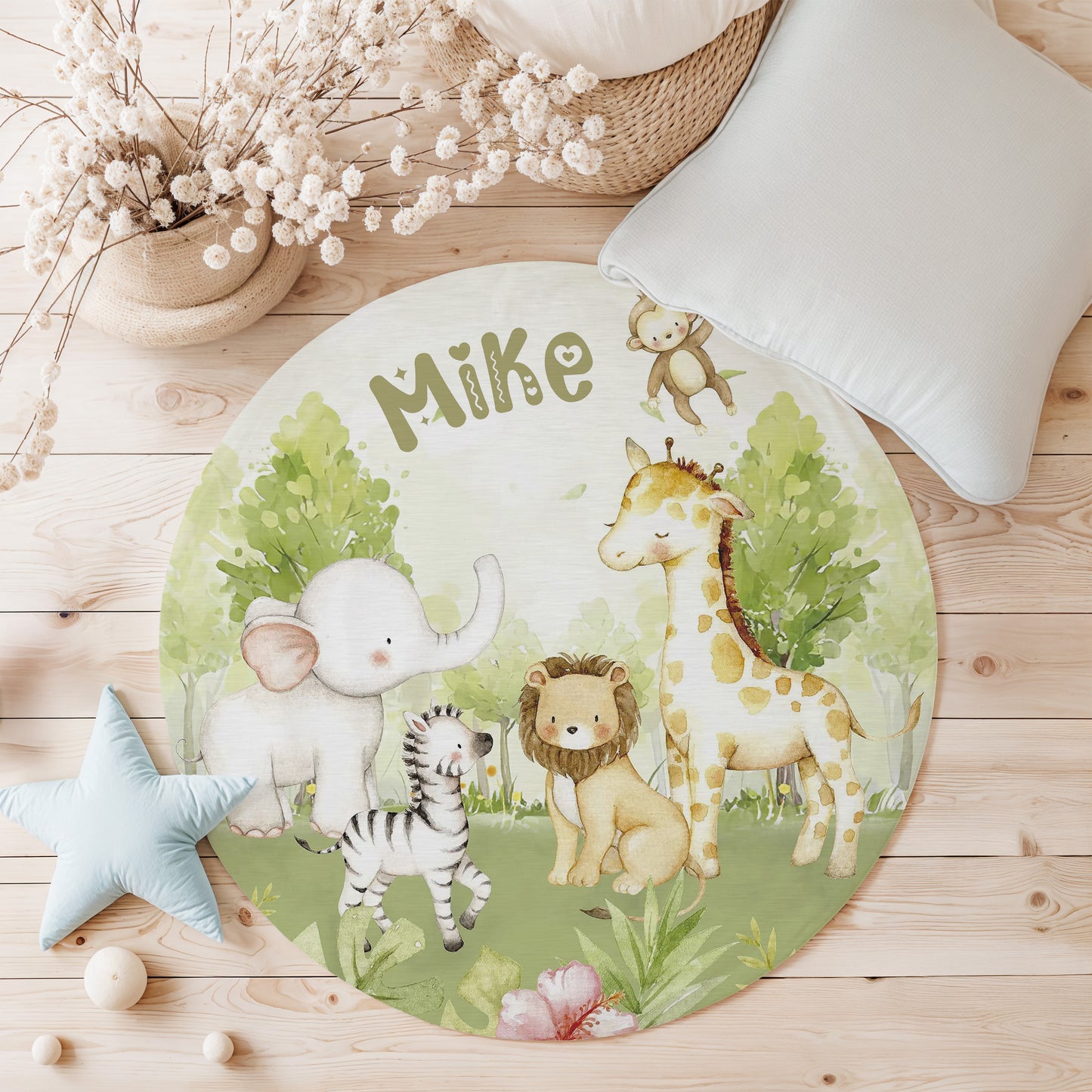 Safari Animals Round Rug