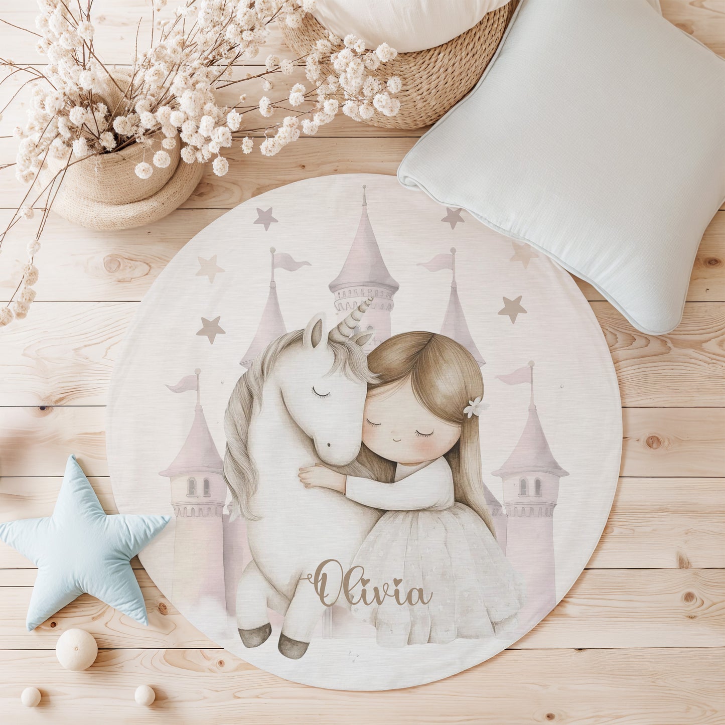 Princess Unicorn Round Rug