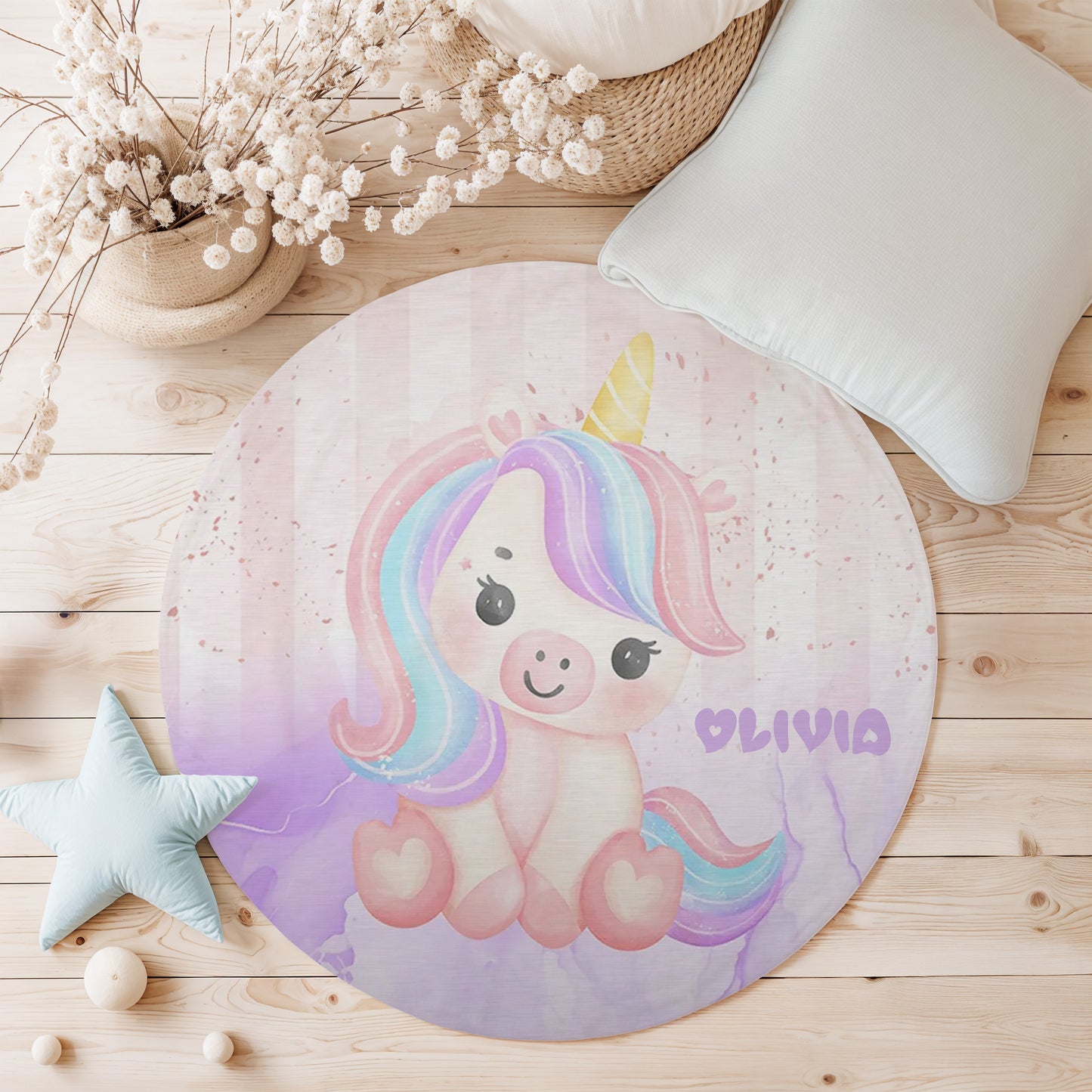 Baby Unicorn Round Rug