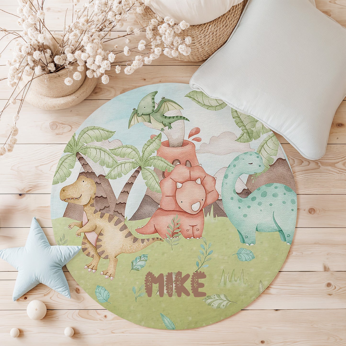 Dinosaur Family Round Rug