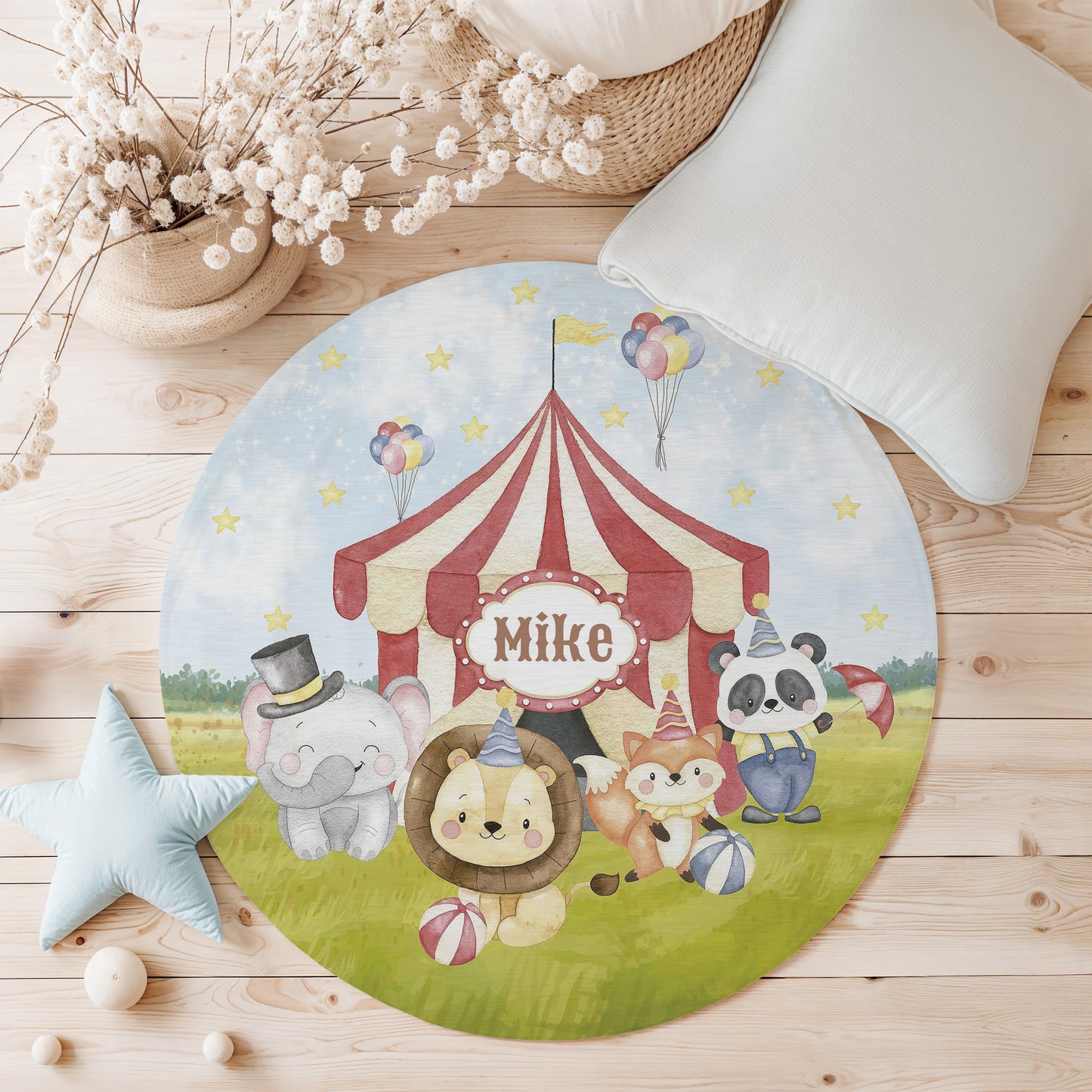 Circus Animals Round Rug
