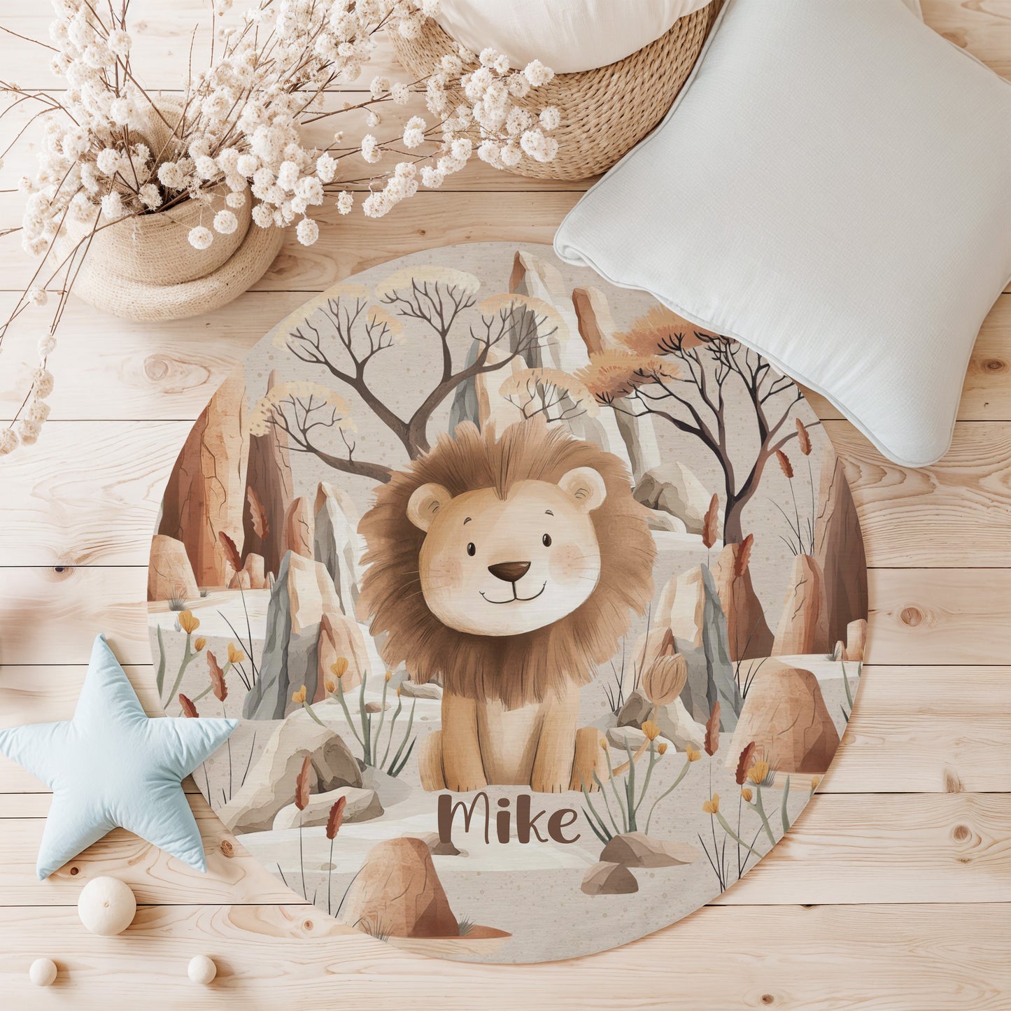 Safari Lion Round Rug