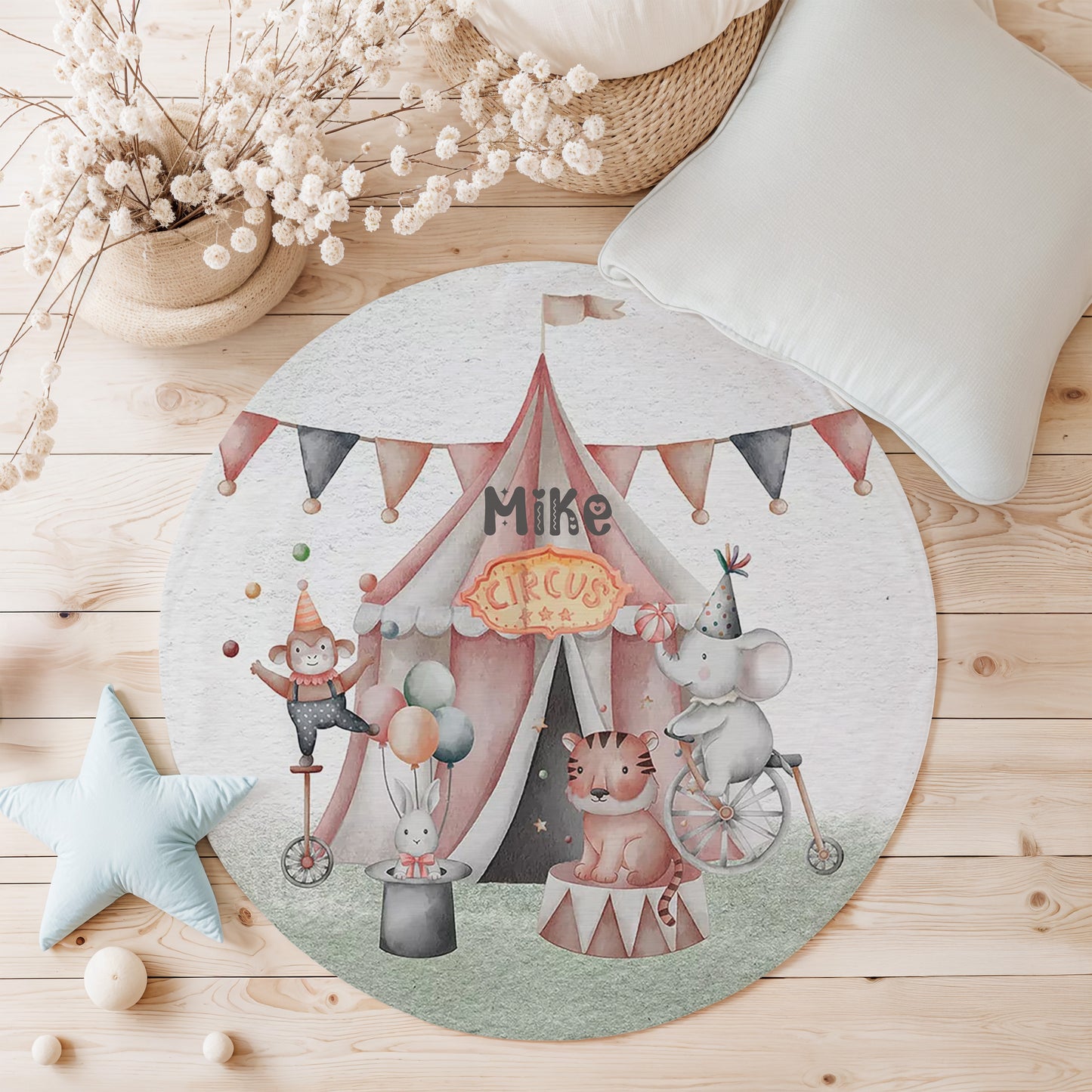 Circus Animals Round Rug