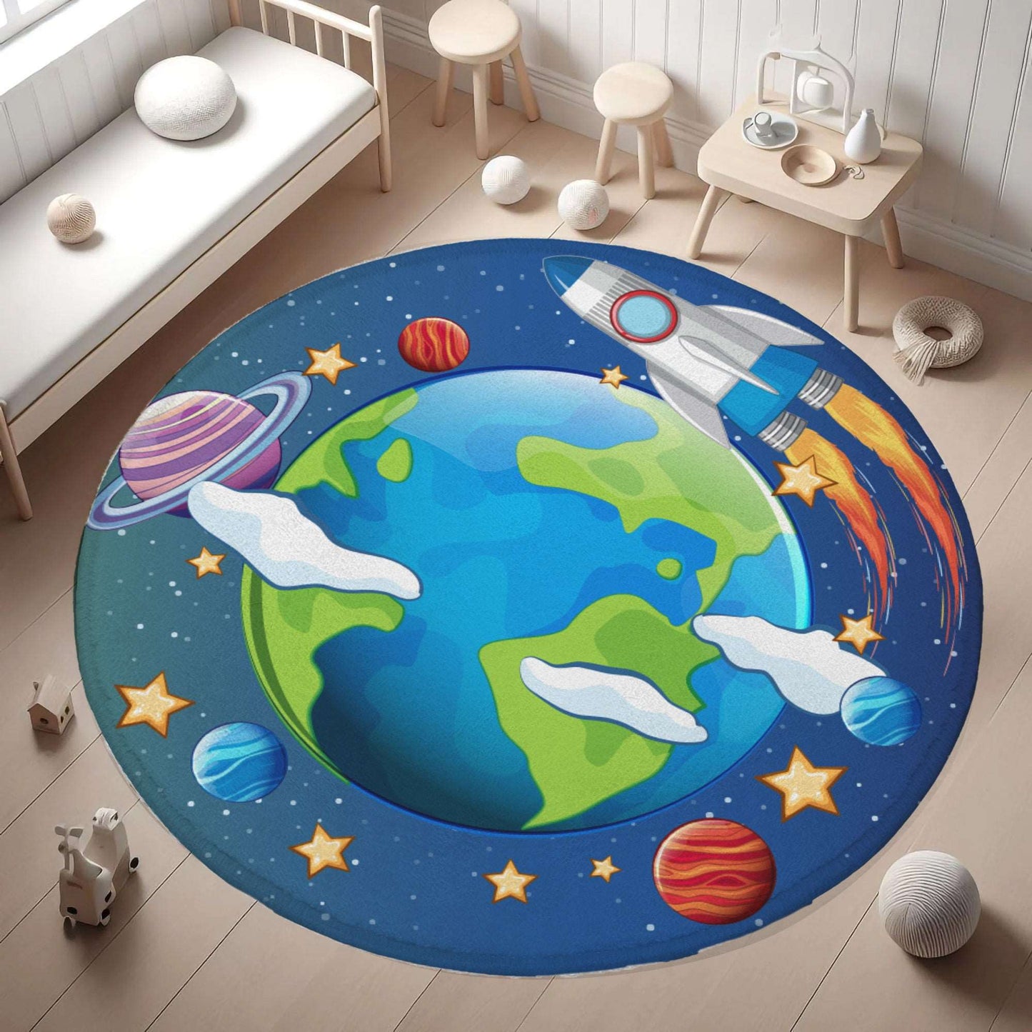 Planet Earth Round Rug