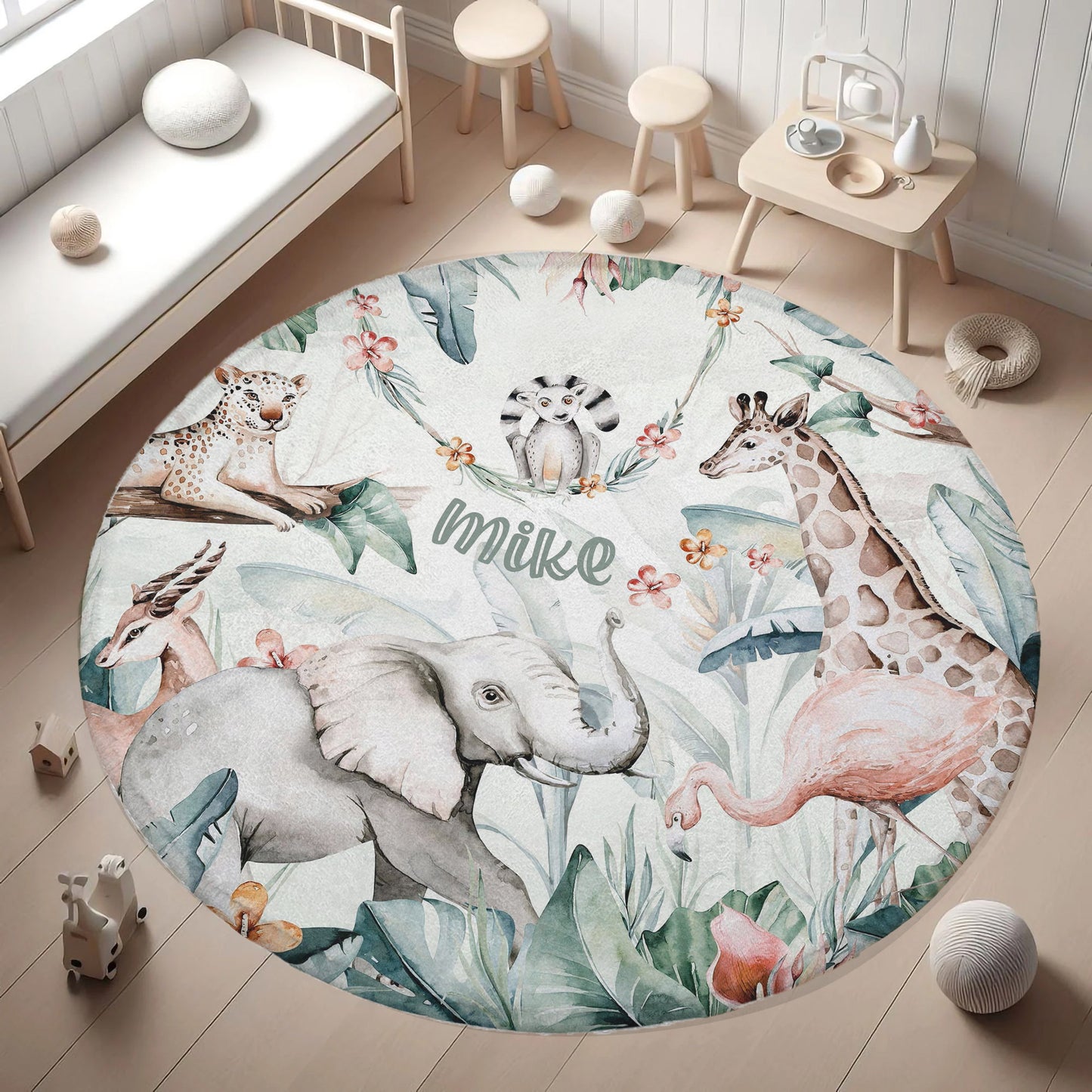 Safari Animals Round Rug