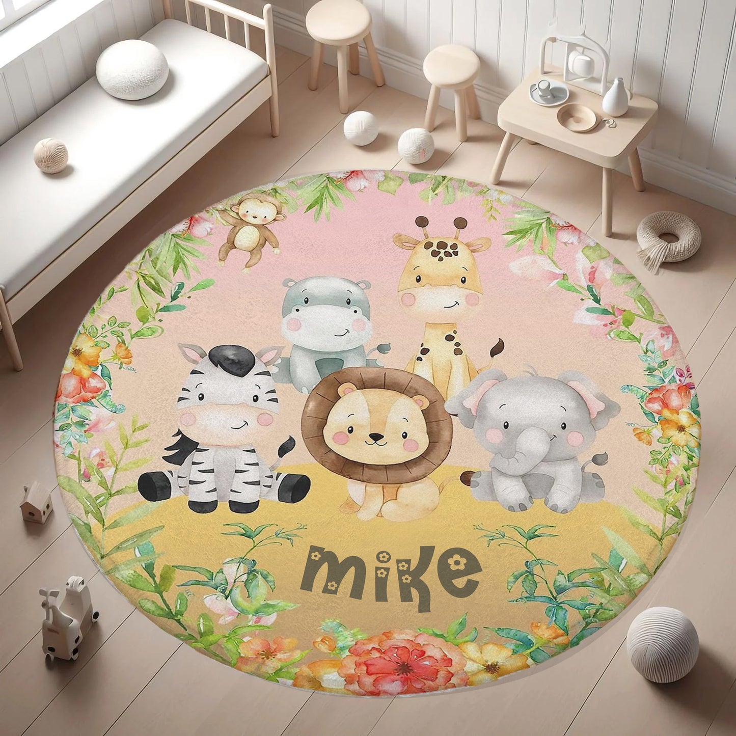 Safari Animals Round Rug